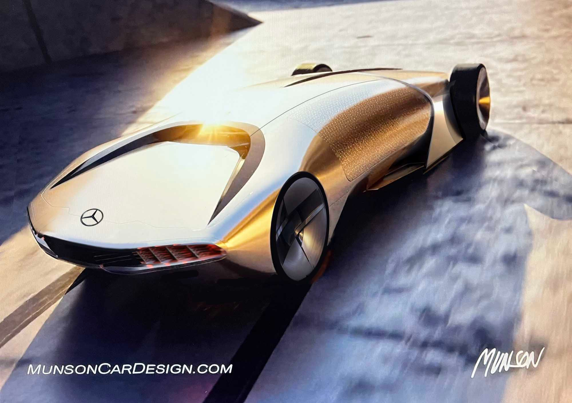 Mercedes Autonomous Capsule exterior concet car rear 3/4 using Adobe Photoshop Elements and Vizcom.ai