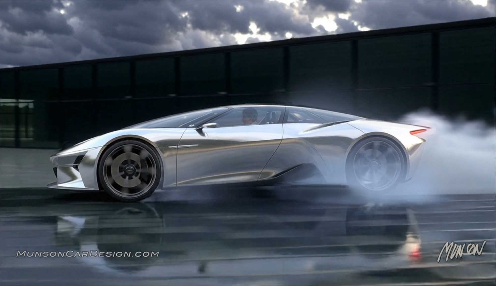 Mid-engine concept side view using Adobe Photoshop and Vizcom.ai