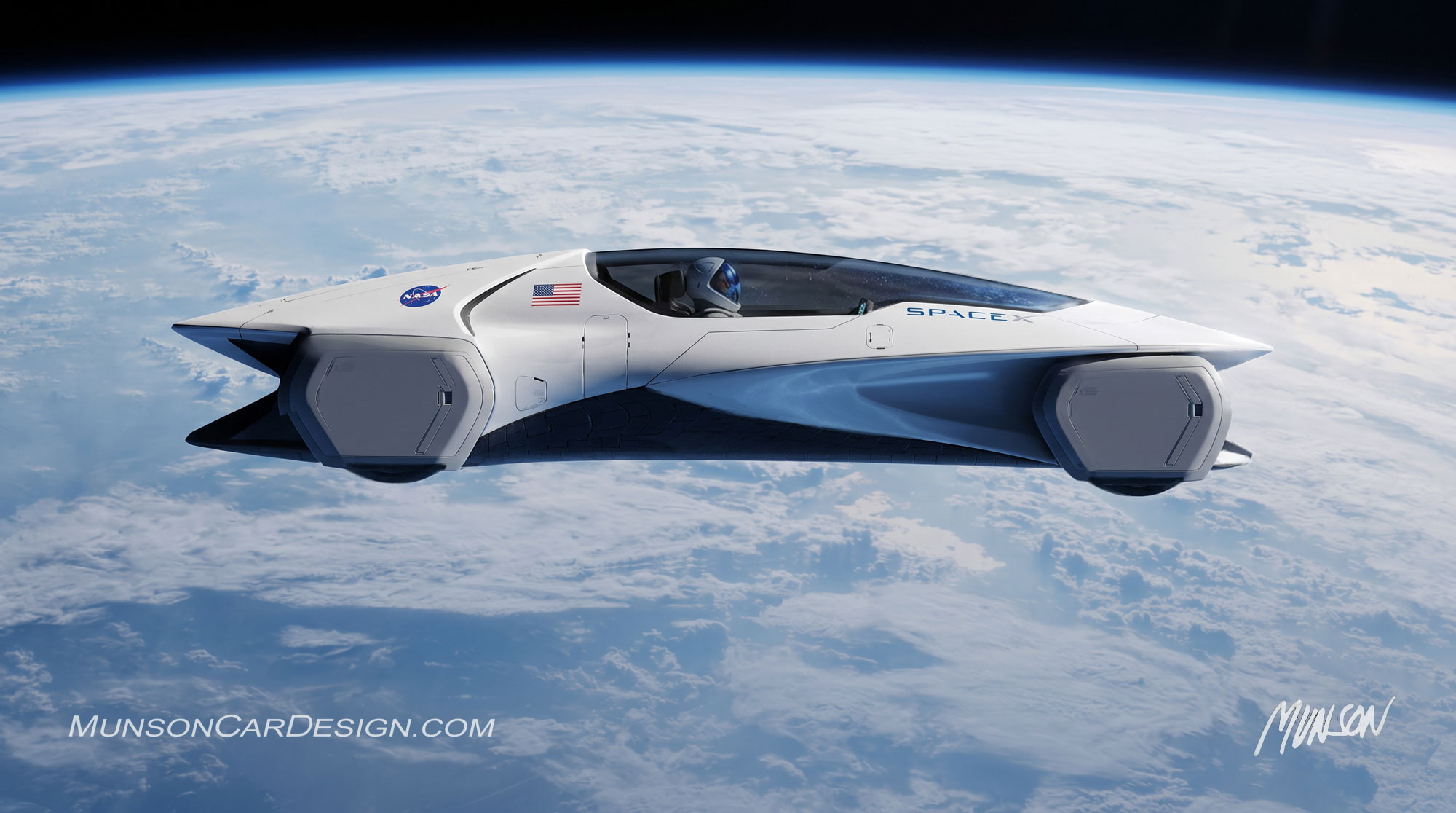 Space car exterior side view using Adobe Photoshop Elements and Vizcom