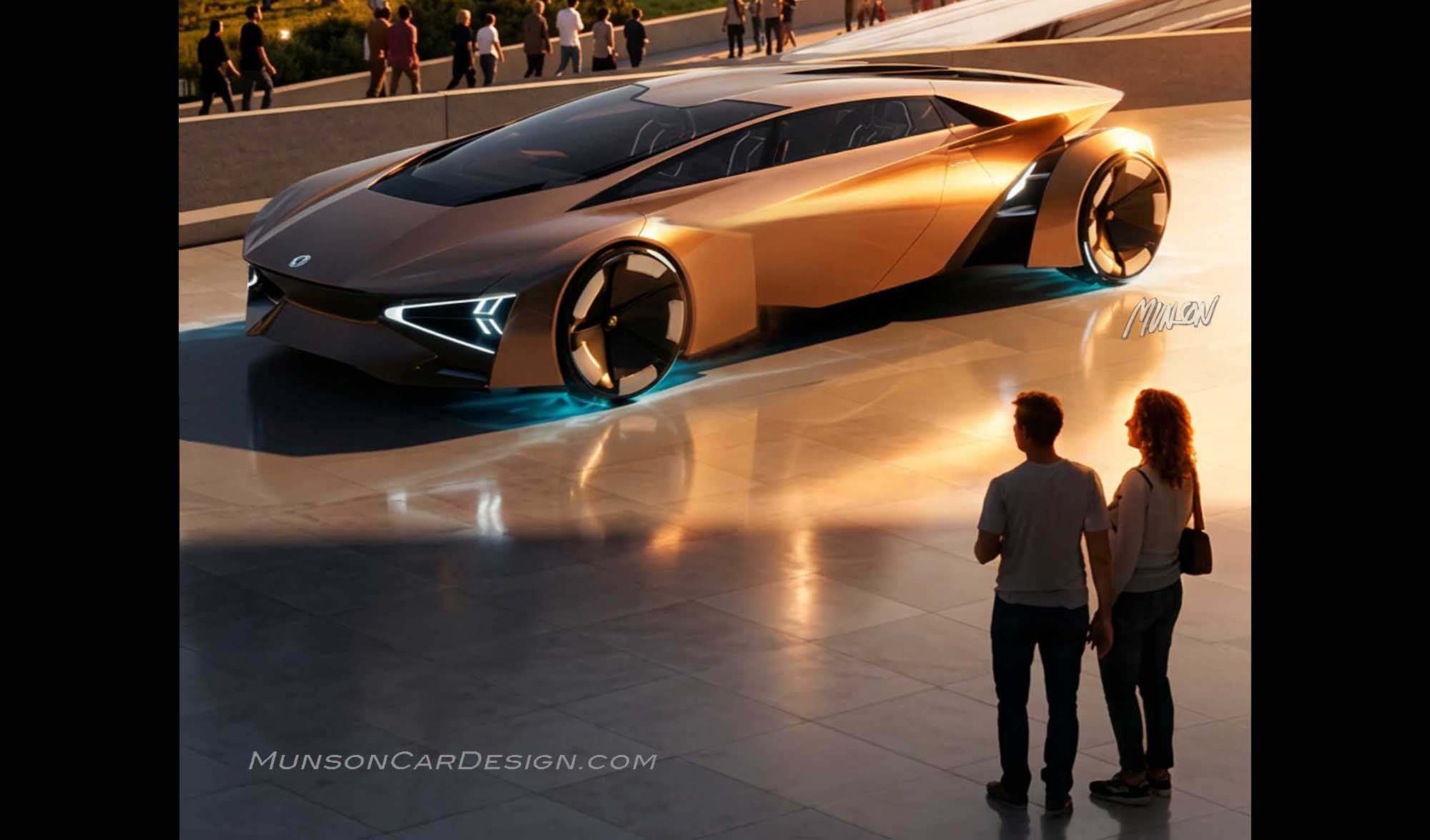 Futuristic Concept sedan exterior front 3/4 using Adobe Photoshop, Vizcom Modify and Animate