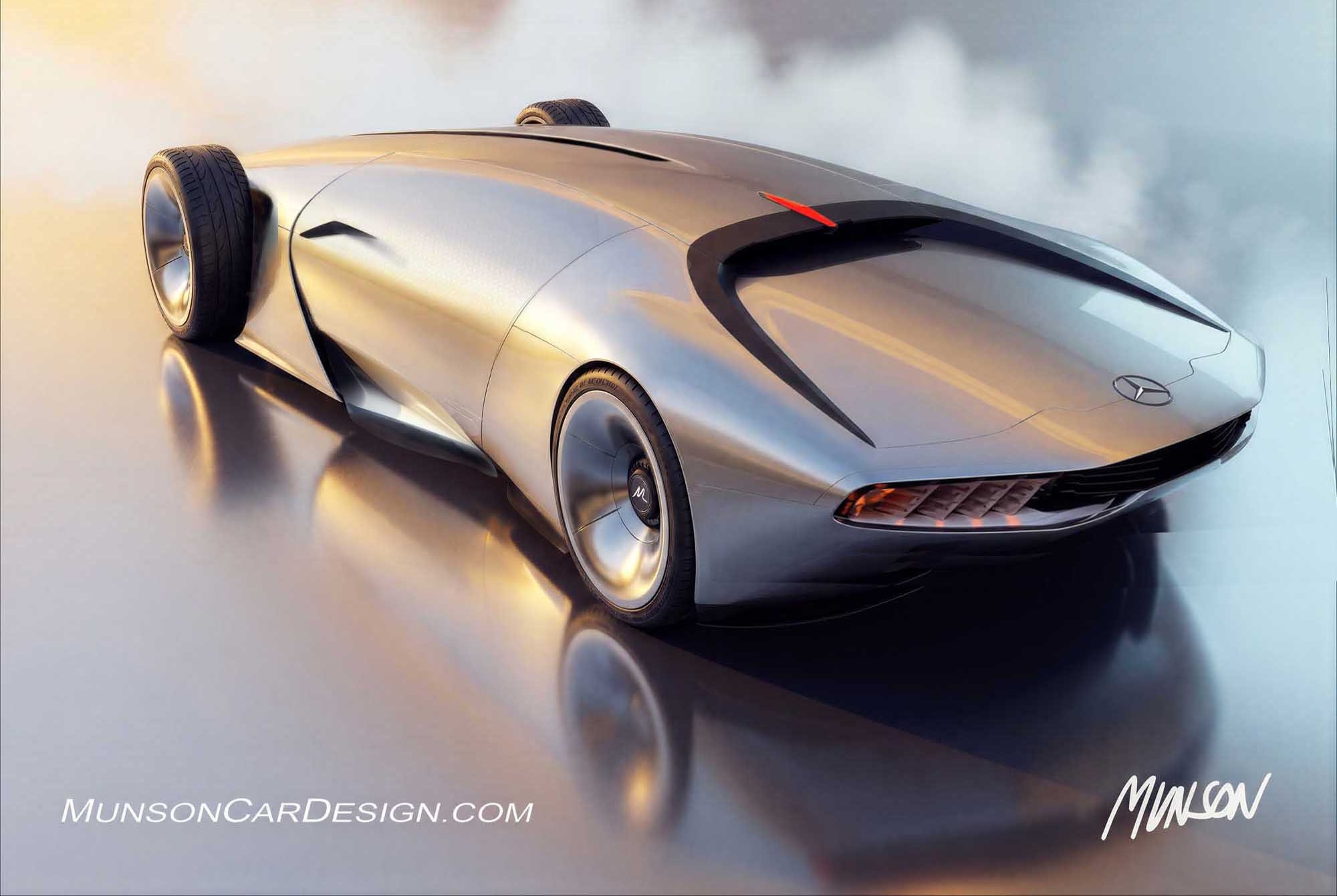Mercedes Autonomous Capsule exterior concet car rear 3/4 using Adobe Photoshop Elements and Vizcom.ai