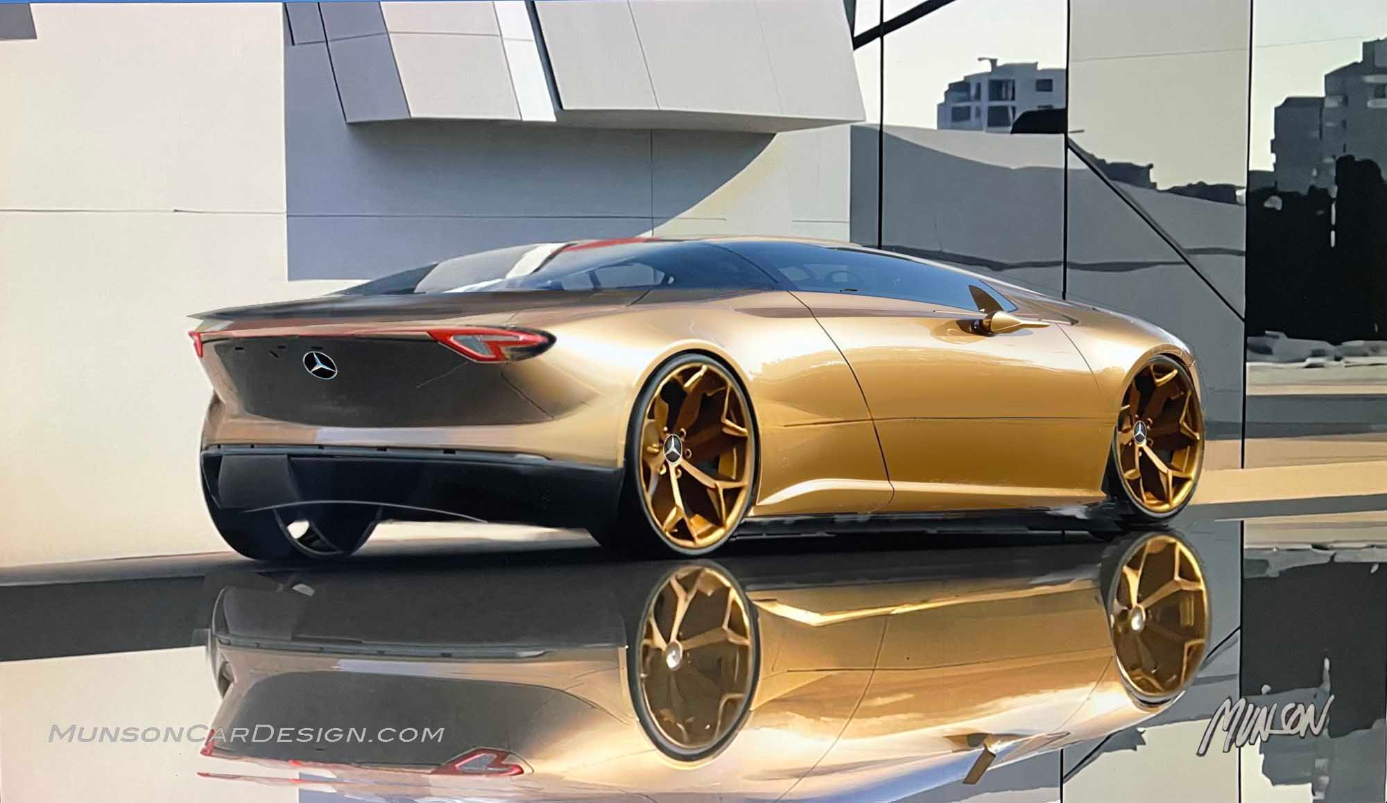 Mercedes coupe using Vizcom.ai, Adobe Photoshop and upscaled with Topaz Labs Bloom