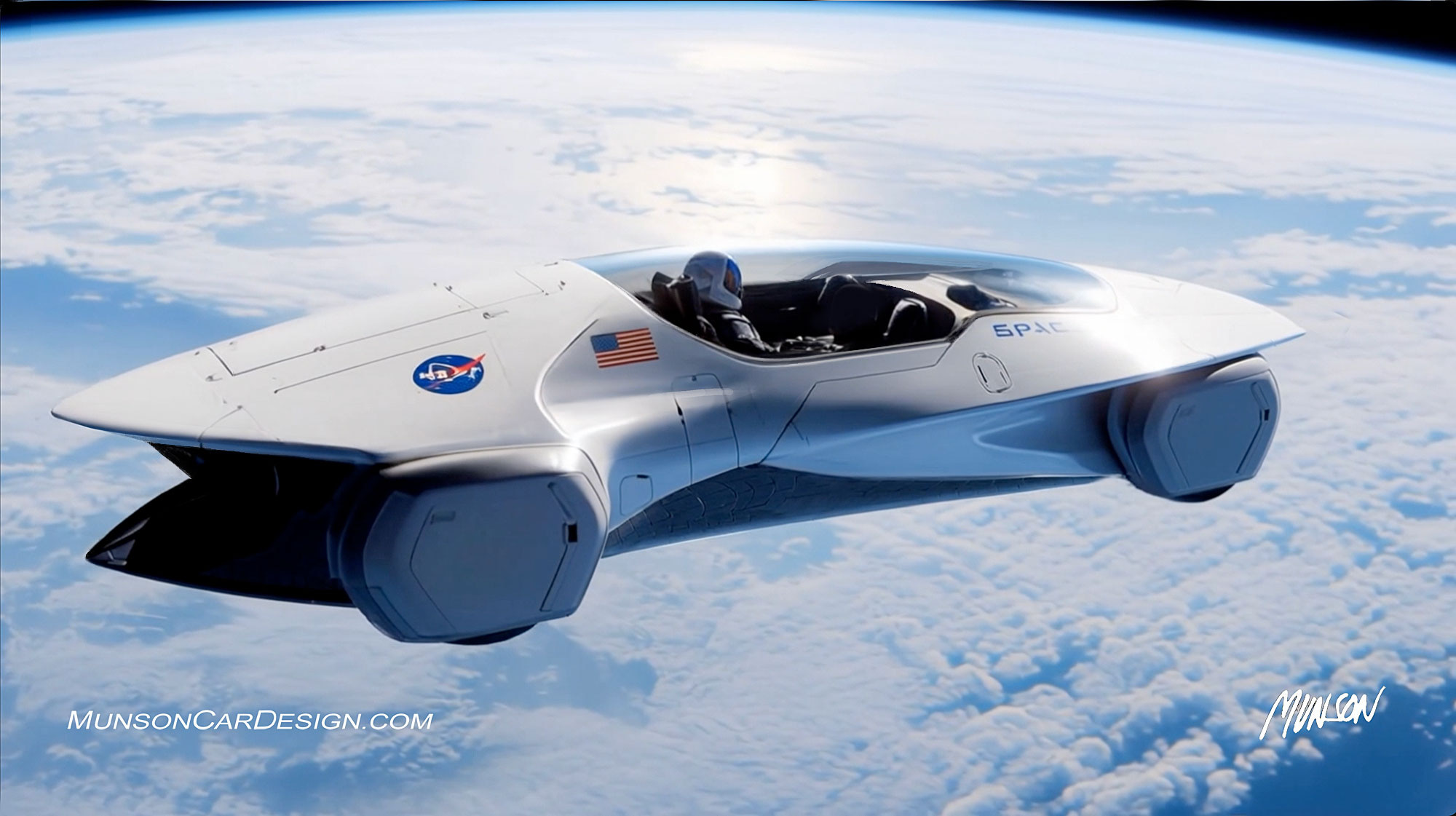 Space car exterior side view using Adobe Photoshop Elements and Vizcom