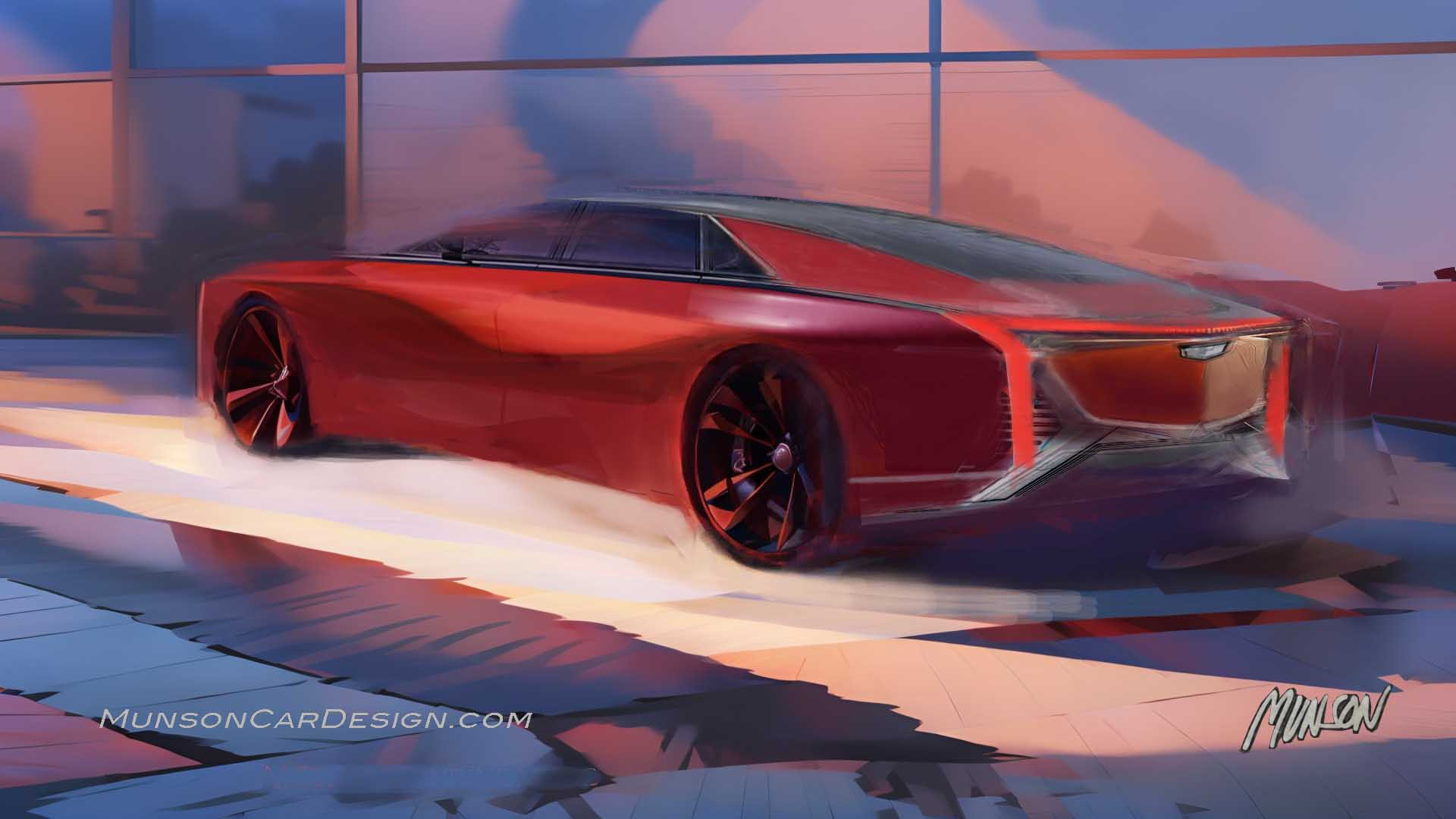 Cadillac flagship concept car rear 3/4 using Photoshop and Vizcom.ai