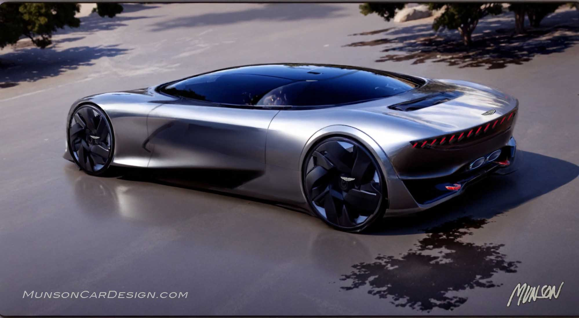 Aston Martin mid-engine concept rear 3/4 exterior using Adobe Photoshop and Vizcom.ai