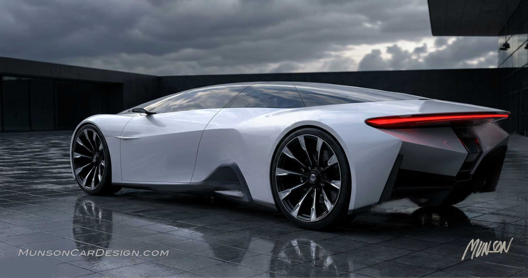 Mid-Engine 2+2 exterior concept rear 3/4 using Adobe Photoshop and Vizcom's Modify and Animate