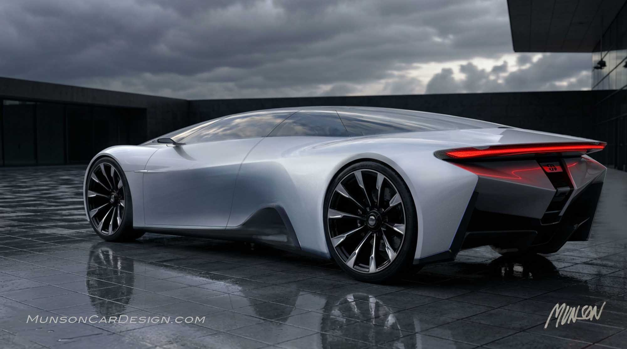 Mid-Engine 2+2 exterior concept rear 3/4 using Adobe Photoshop and Vizcom's Modify and Animate