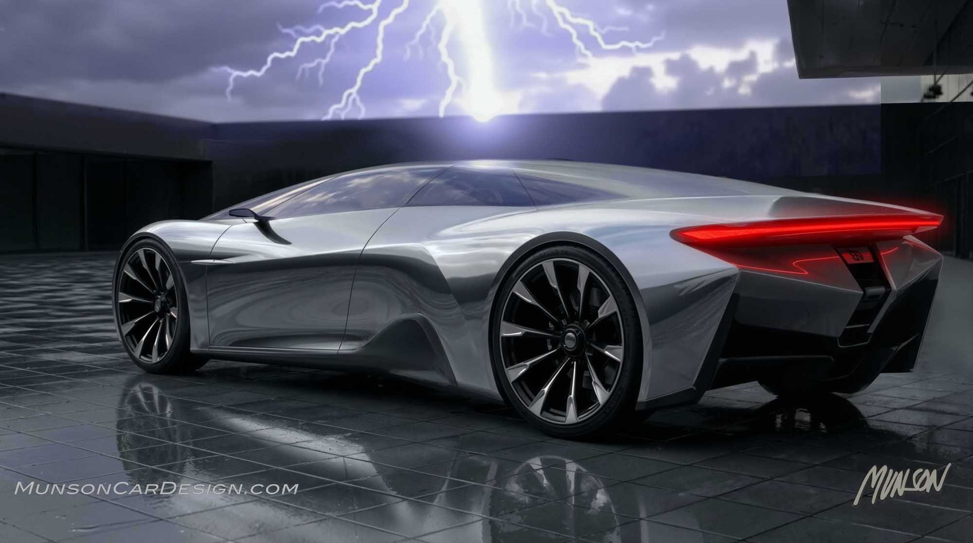 Mid-Engine 2+2 exterior concept rear 3/4 using Adobe Photoshop and Vizcom's Modify and Animate