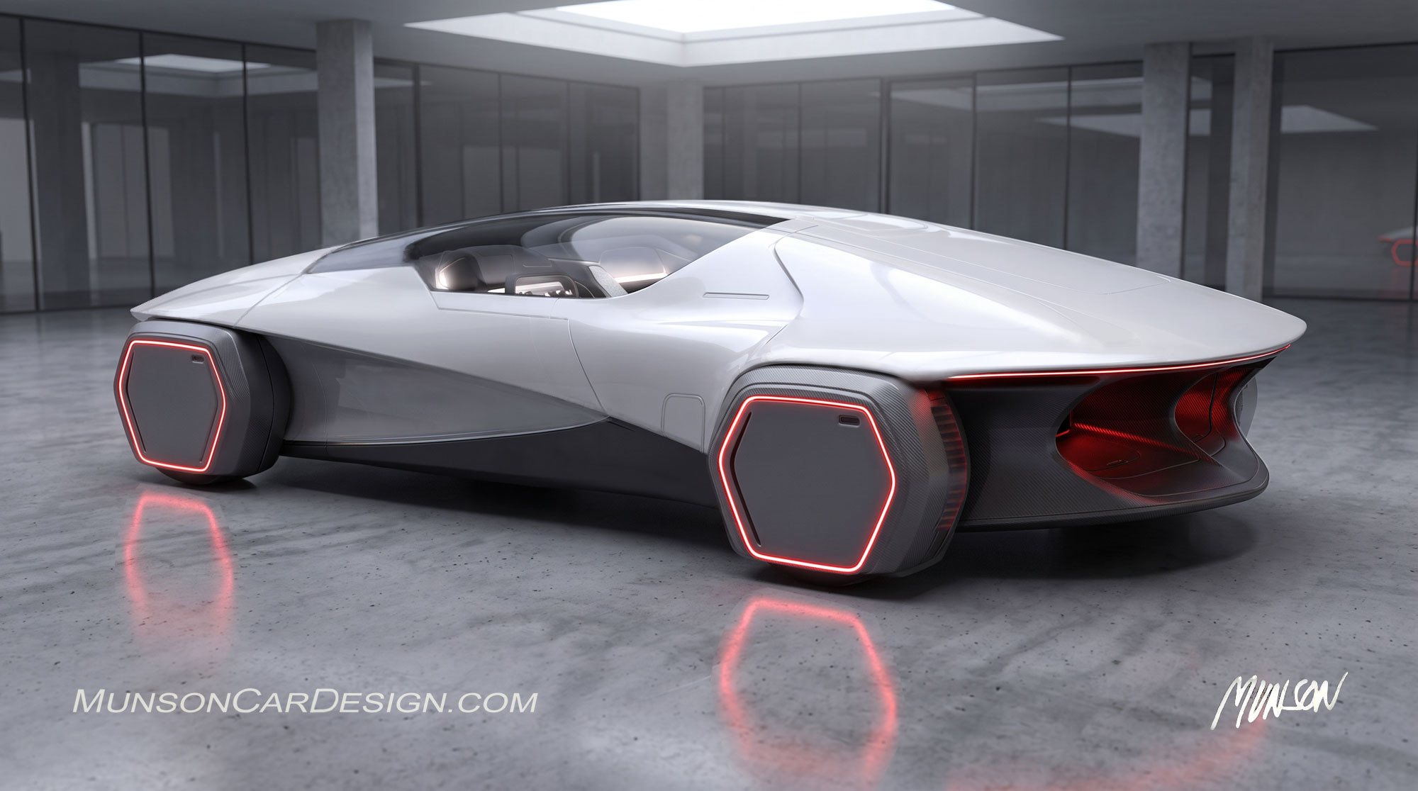 Futuristic exterior concept car using Adobe Photoshop Elements and Vizcom