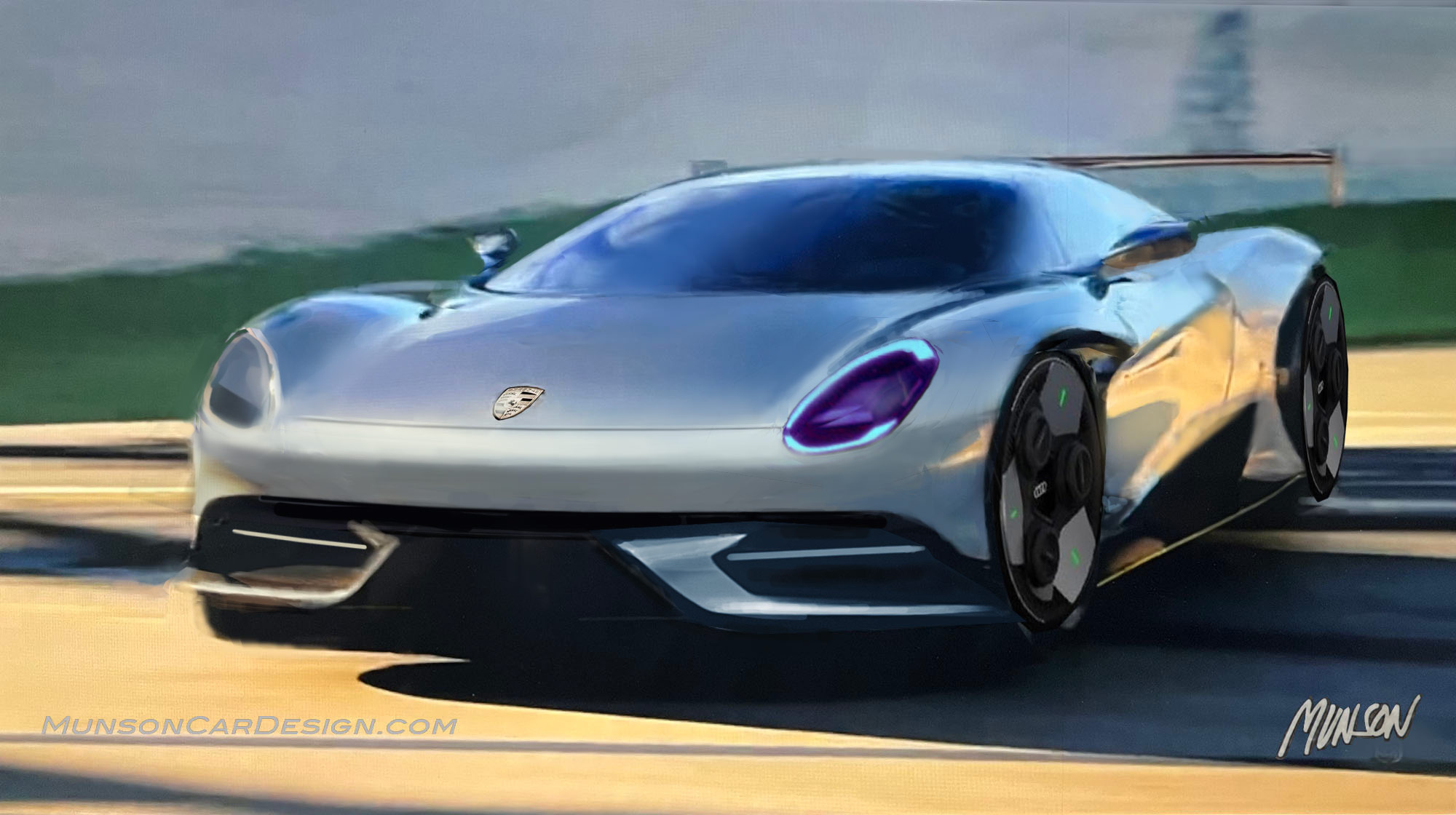 Porsche rendering from Sora video still frame Photoshopped