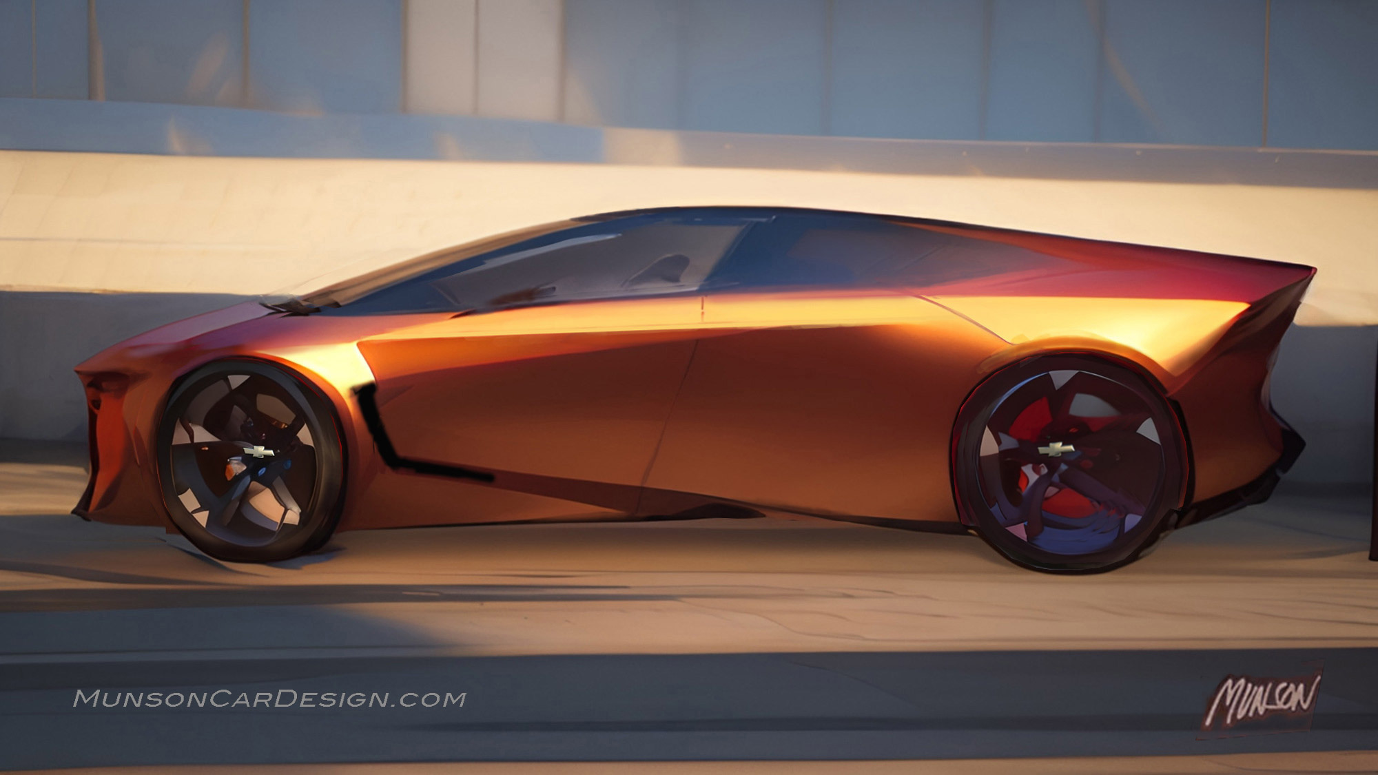 Chevrolet One-box sedan side view concept using Vizcom.ai