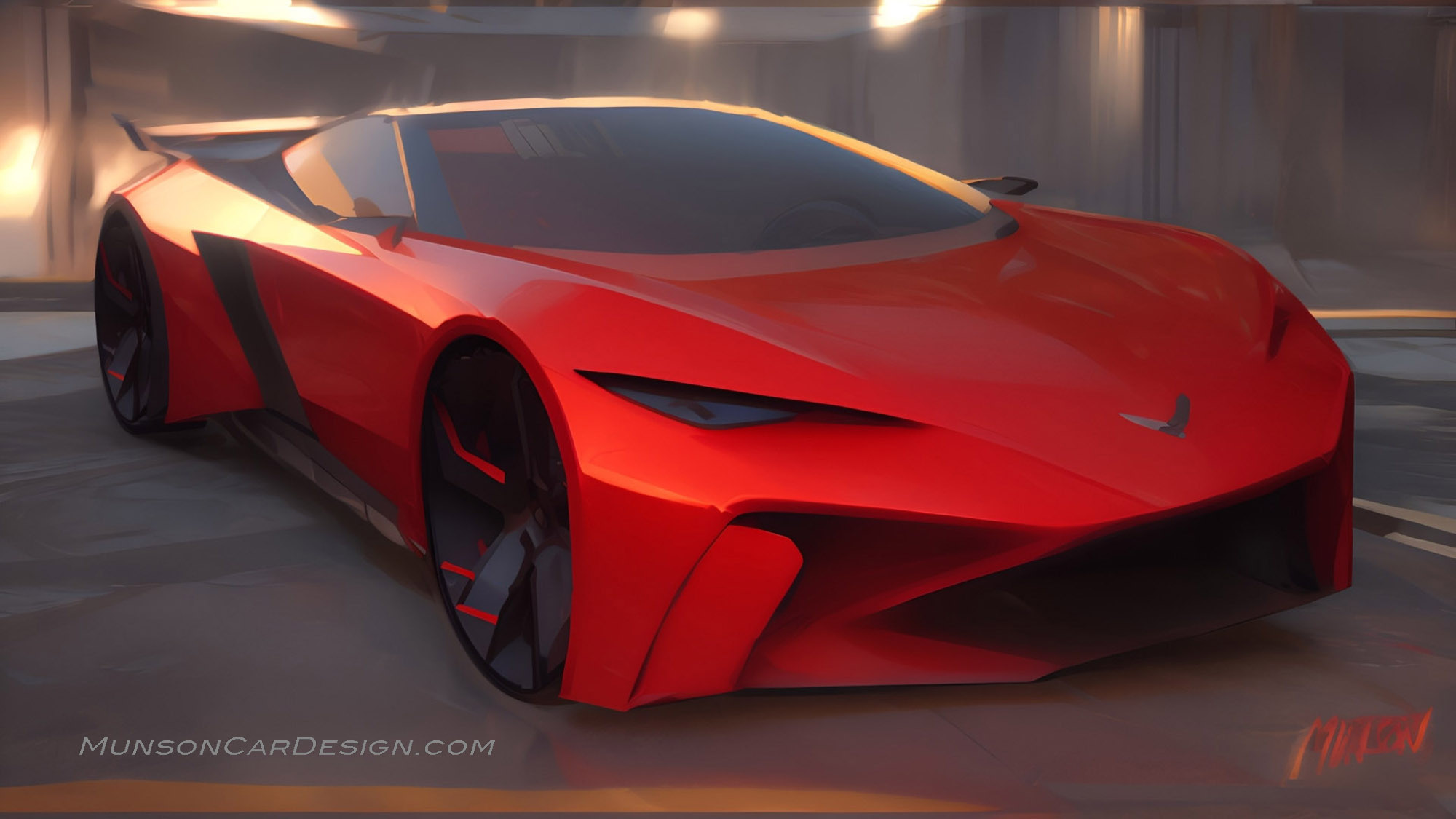 Chevrolet Mid-Engine Corvette concept front 3/4 view using Vizcom.ai