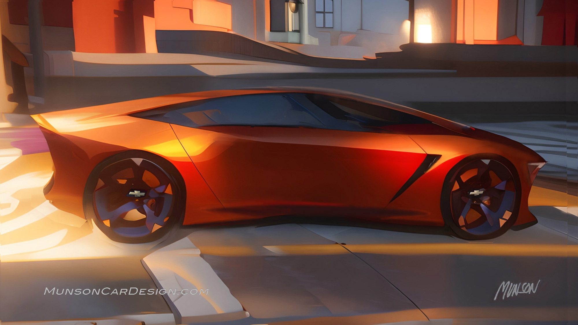 Chevrolet One-box sedan side view concept using Photoshop and Vizcom.ai