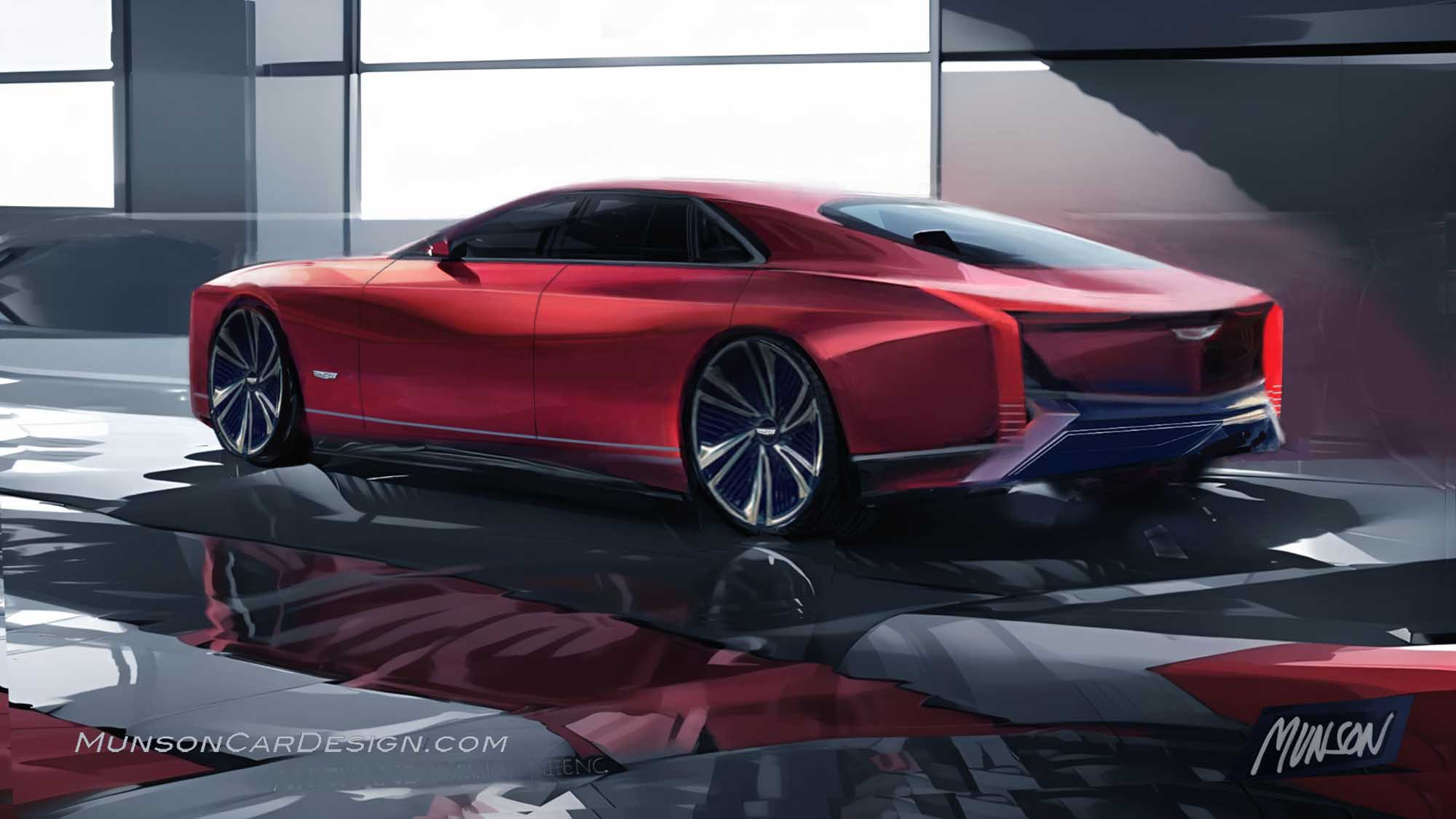 Cadillac flagship concept car rear 3/4 using Photoshop and Vizcom.ai