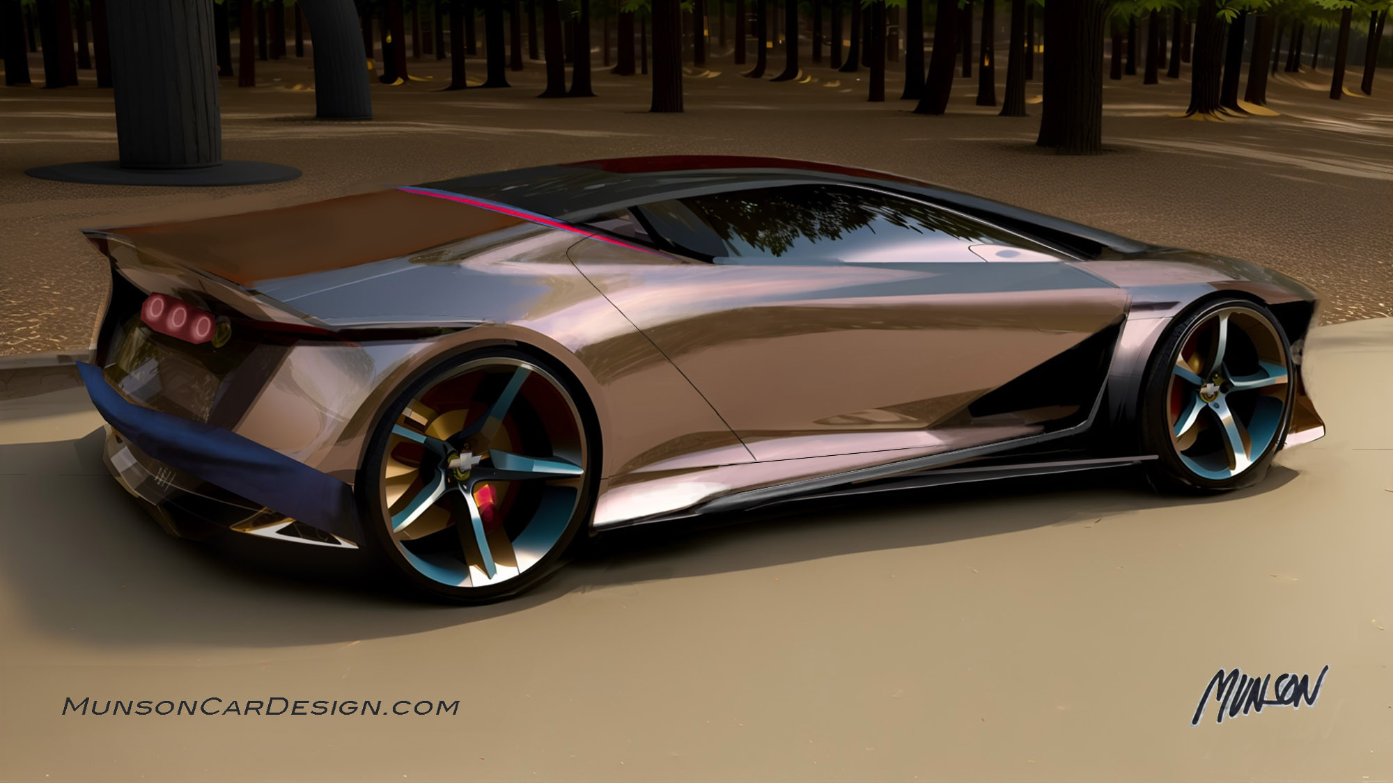 Camaro electric 2+2 coupe concept rear 3/4 using Photoshop and Vizcom.ai