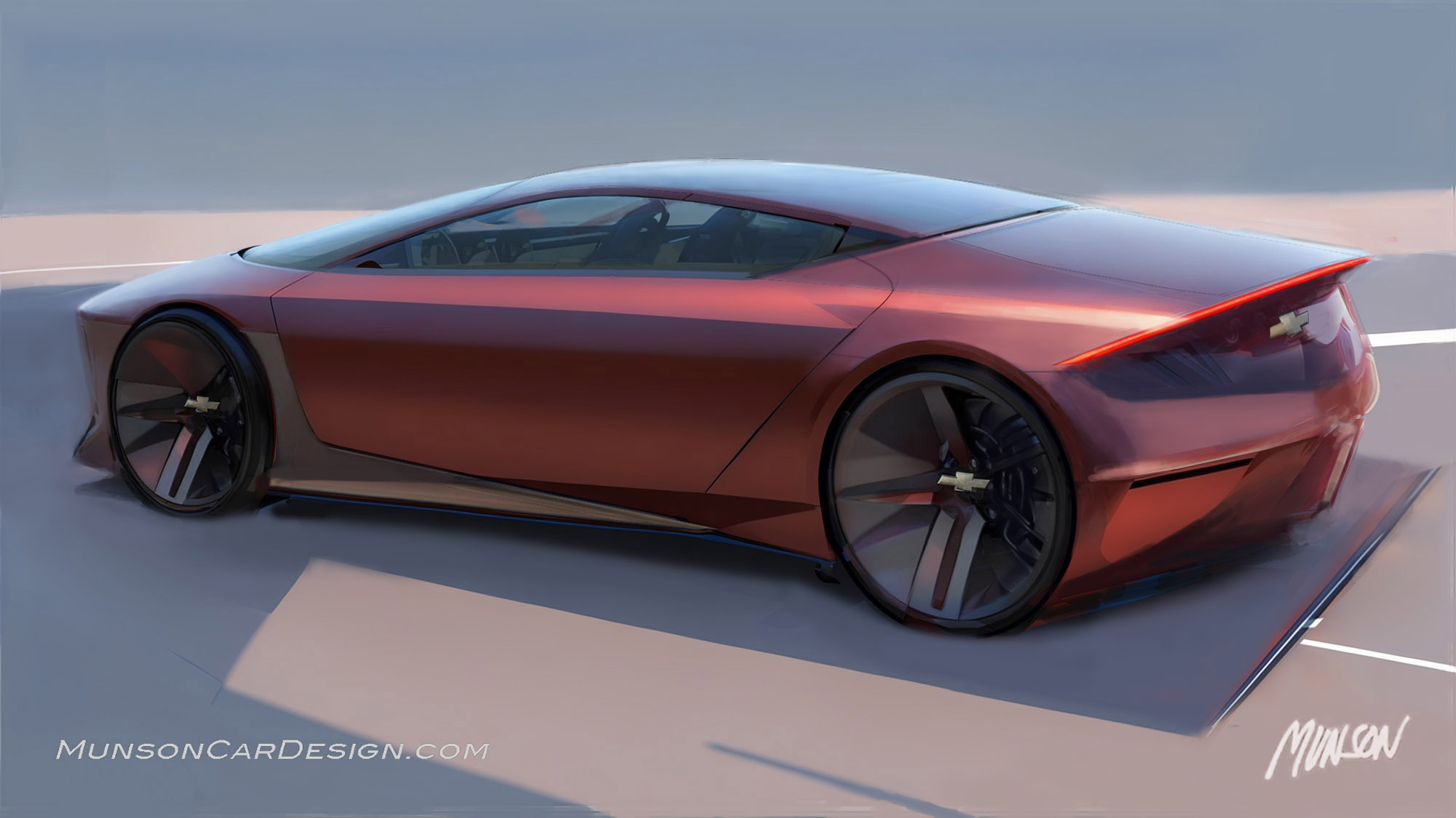 Camaro electric 2+2 coupe concept rear 3/4 using Photoshop and Vizcom.ai