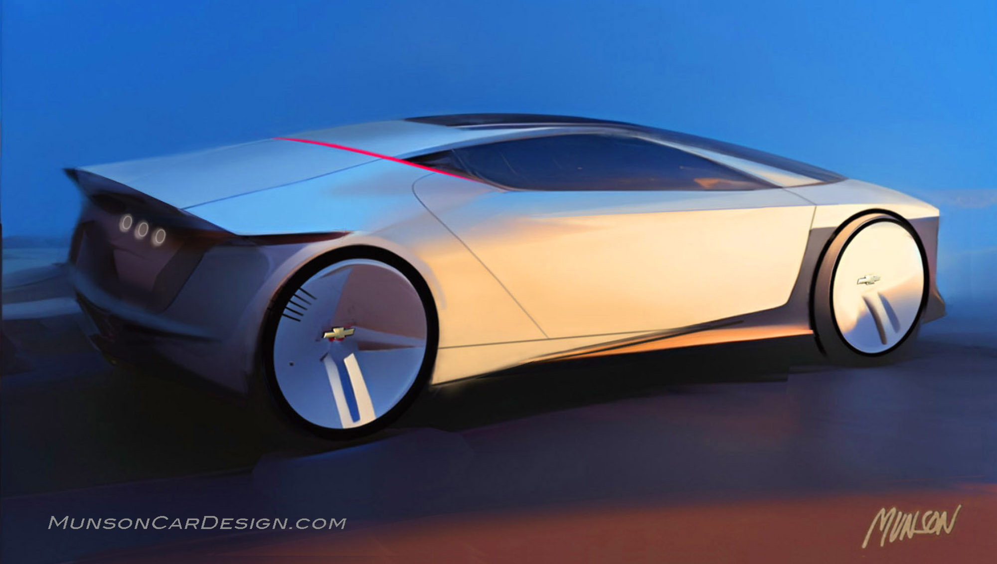 Camaro electric 2+2 coupe concept rear 3/4 using Photoshop and Vizcom.ai