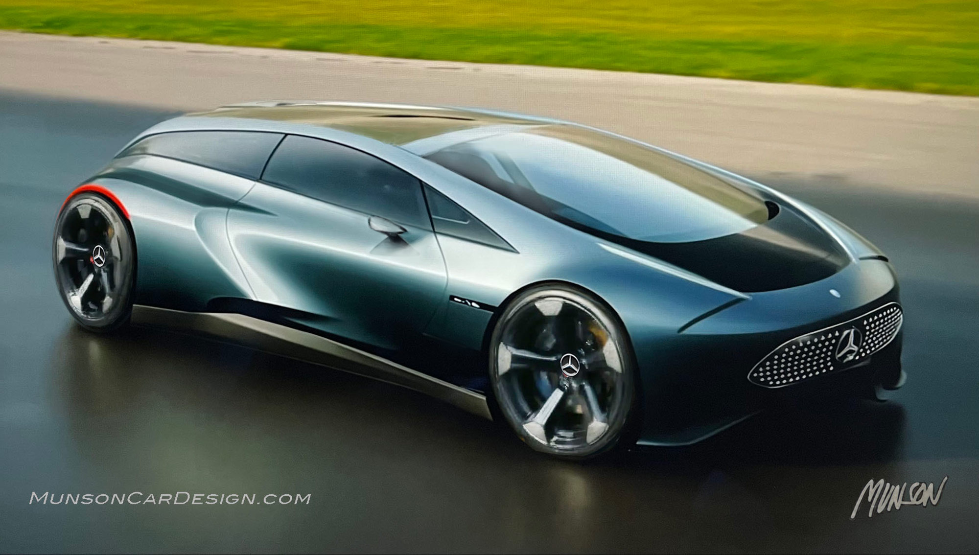 Mercedes Shooting Brake exterior concept front 3/4 using Adobe Photoshop, Vizcom.ai and Runway ML