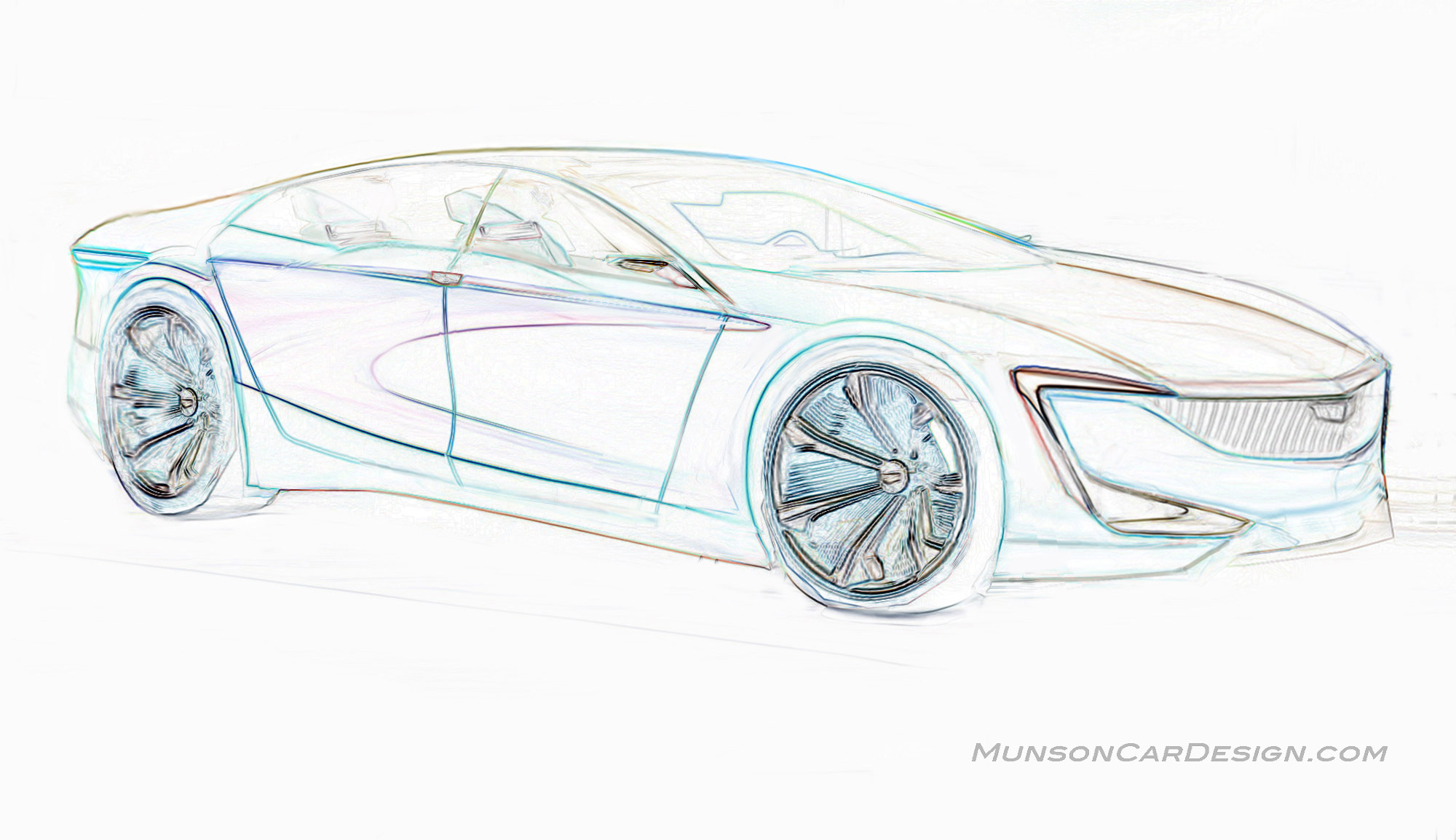 Cadillac Vision sedan concept sketch