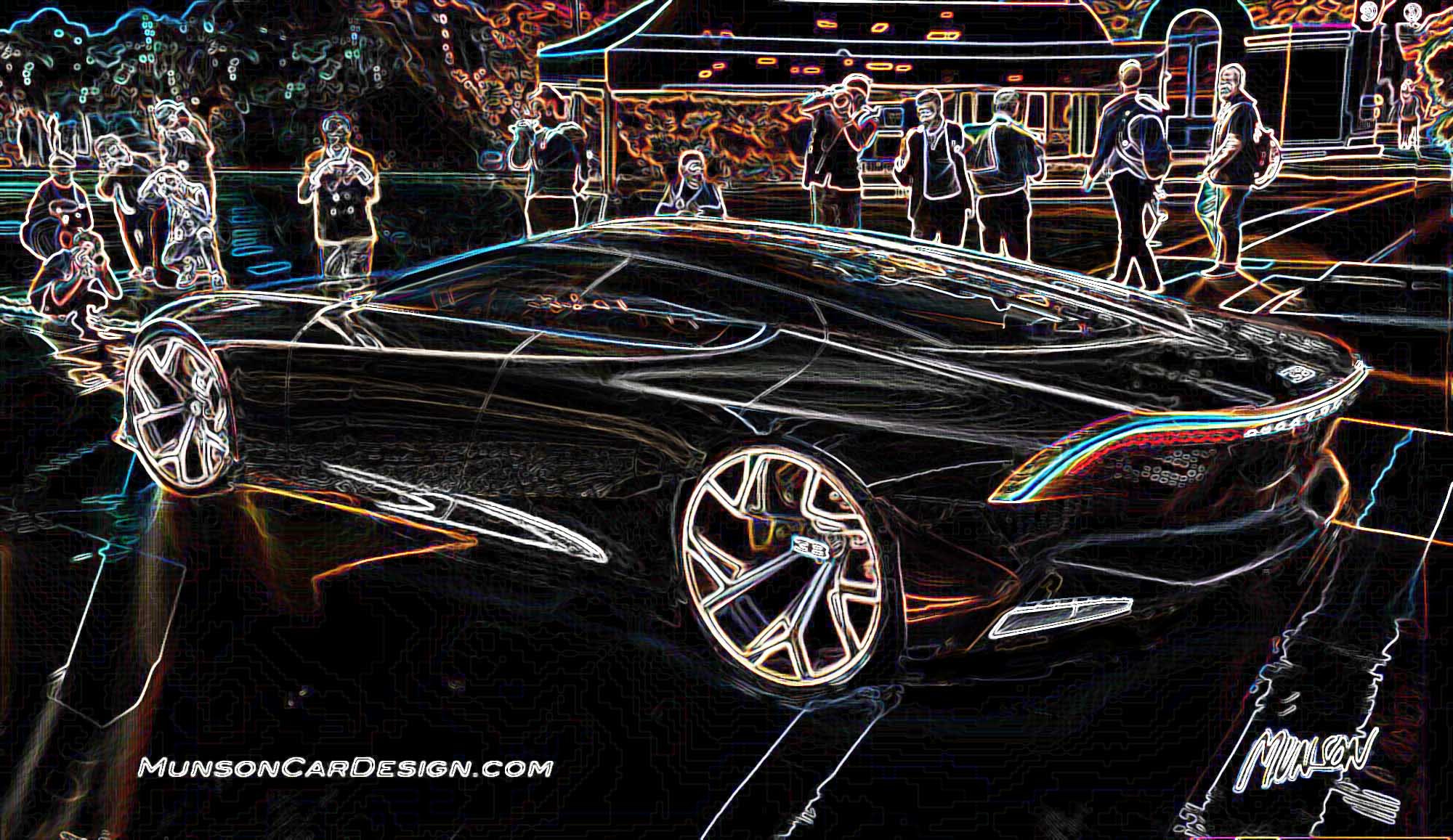 Bugatti Royale rear 3/4 exterior concept car using Photoshop