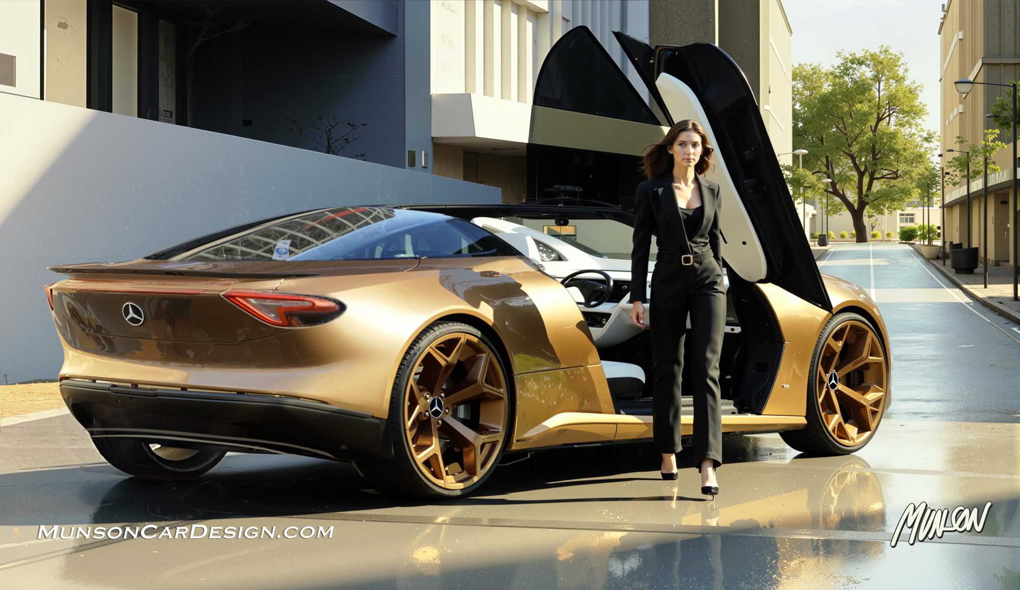 Mercedes coupe rear 3/4 exterior concept using Adobe Photoshop and Vizcom.ai