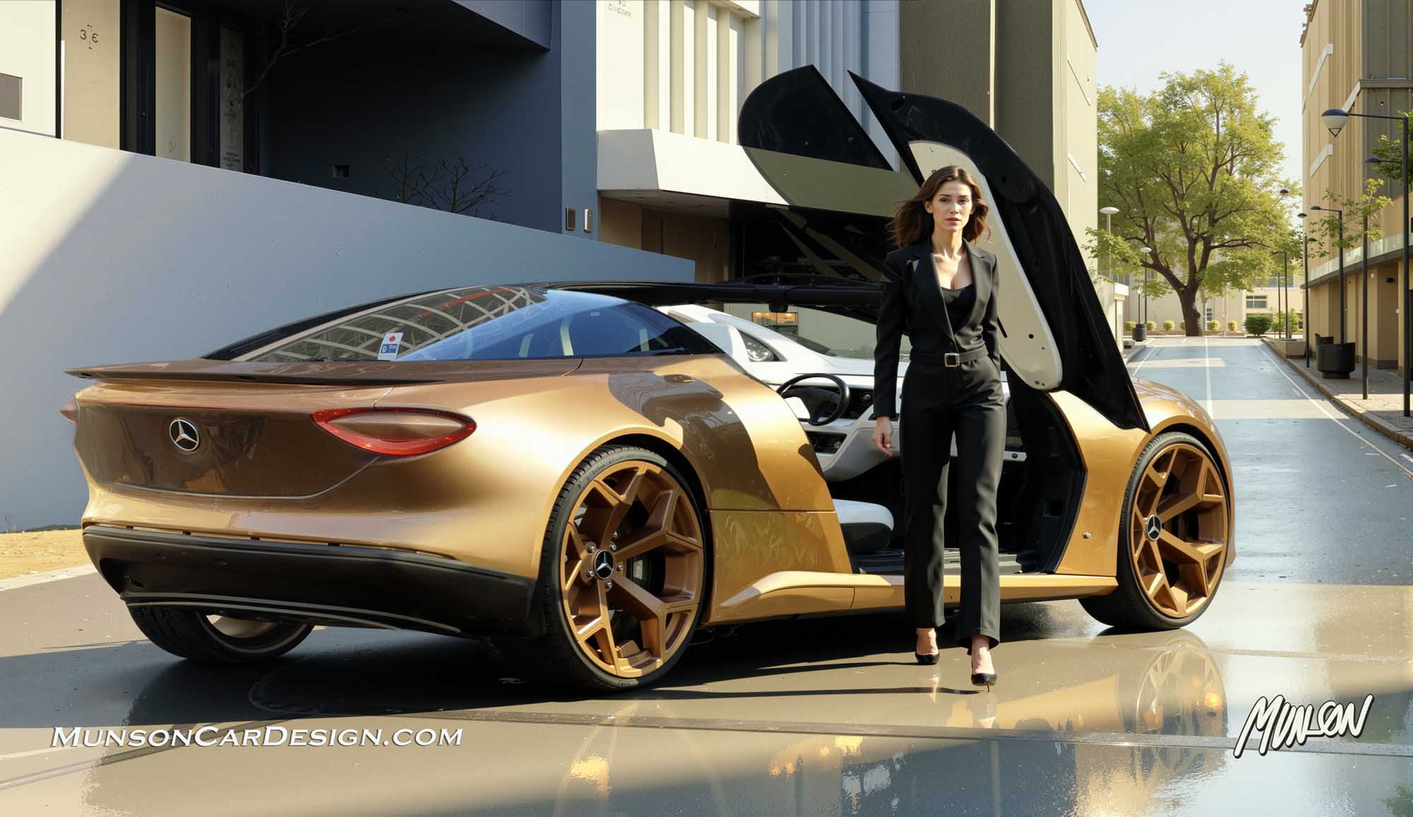 Mercedes coupe rear 3/4 exterior concept using Adobe Photoshop and Vizcom.ai