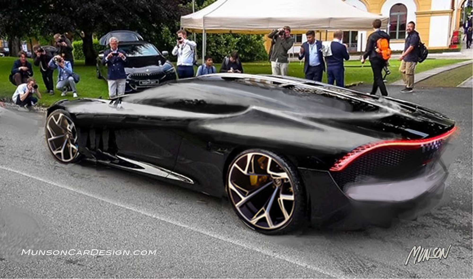 Bugatti Royale rear 3/4 exterior concept car using Photoshop