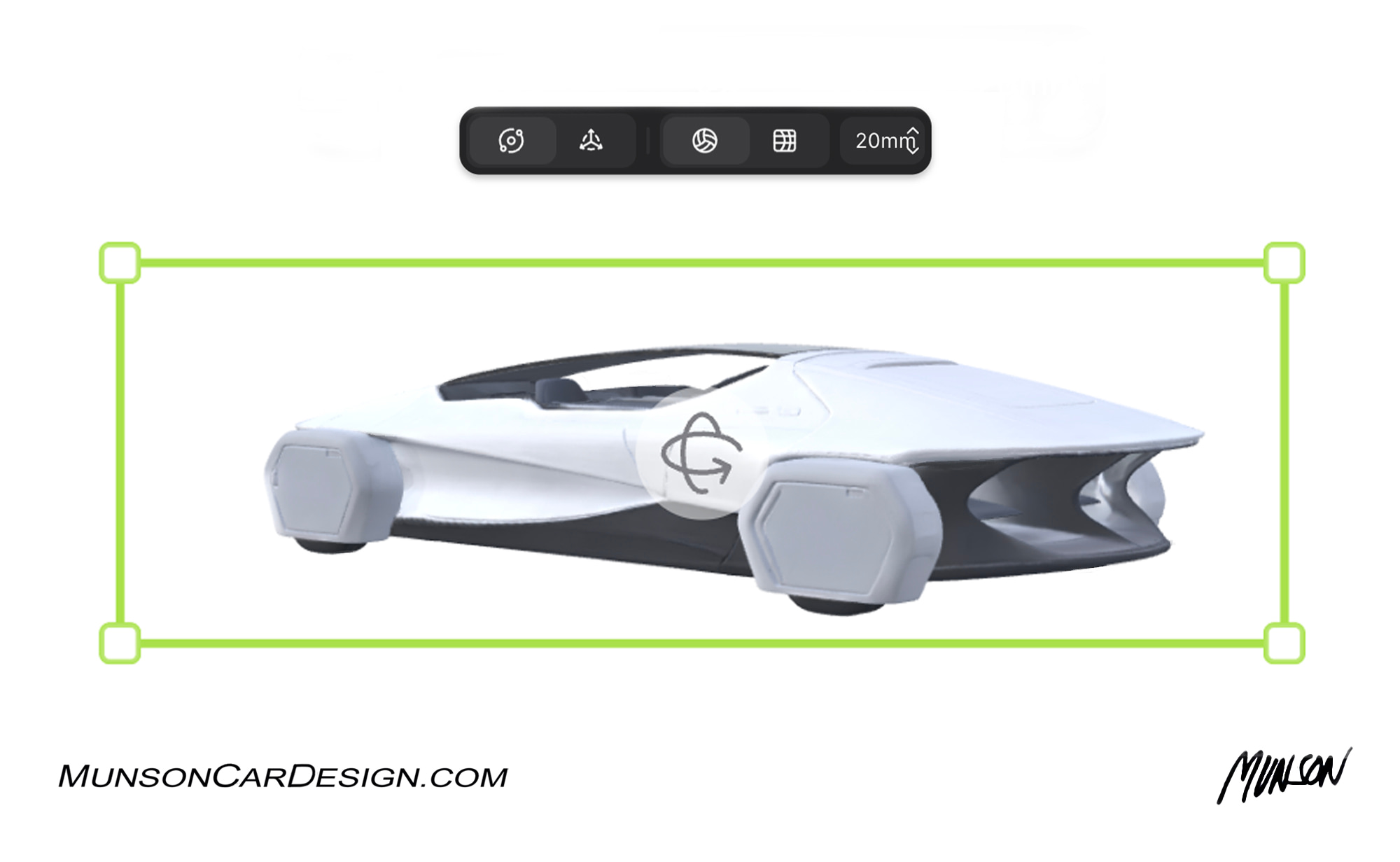 Futuristic exterior concept car using Adobe Photoshop Elements and Vizcom 3D