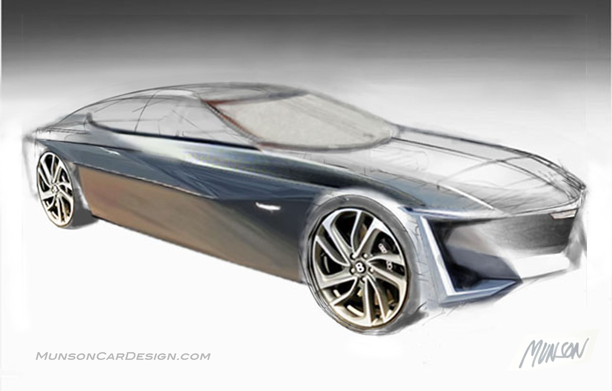 Cadillac flagship concept car rear 3/4 using Photoshop