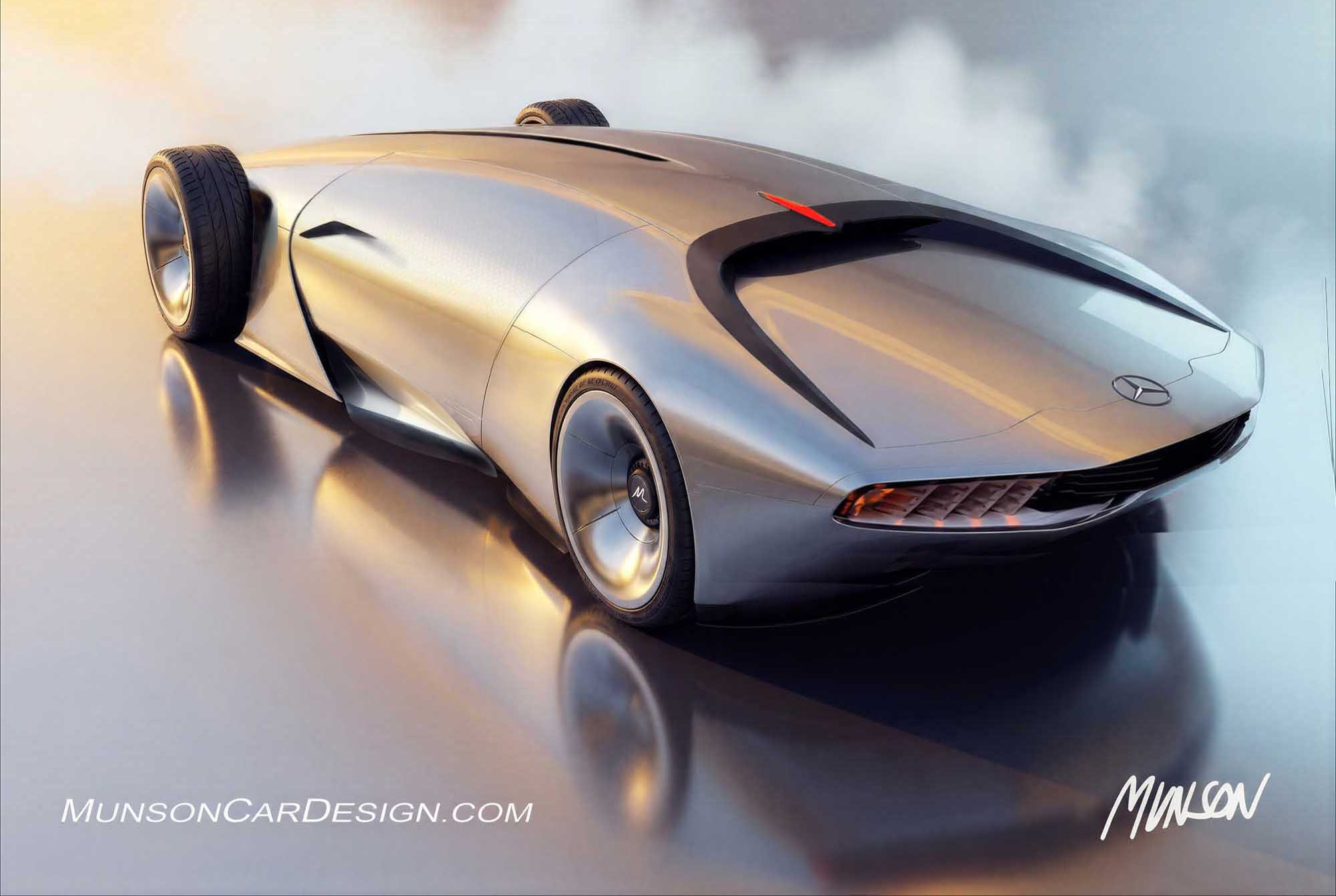 Mercedes Autonomous Capsule exterior concet car rear 3/4 using Adobe Photoshop Elements and Vizcom.ai
