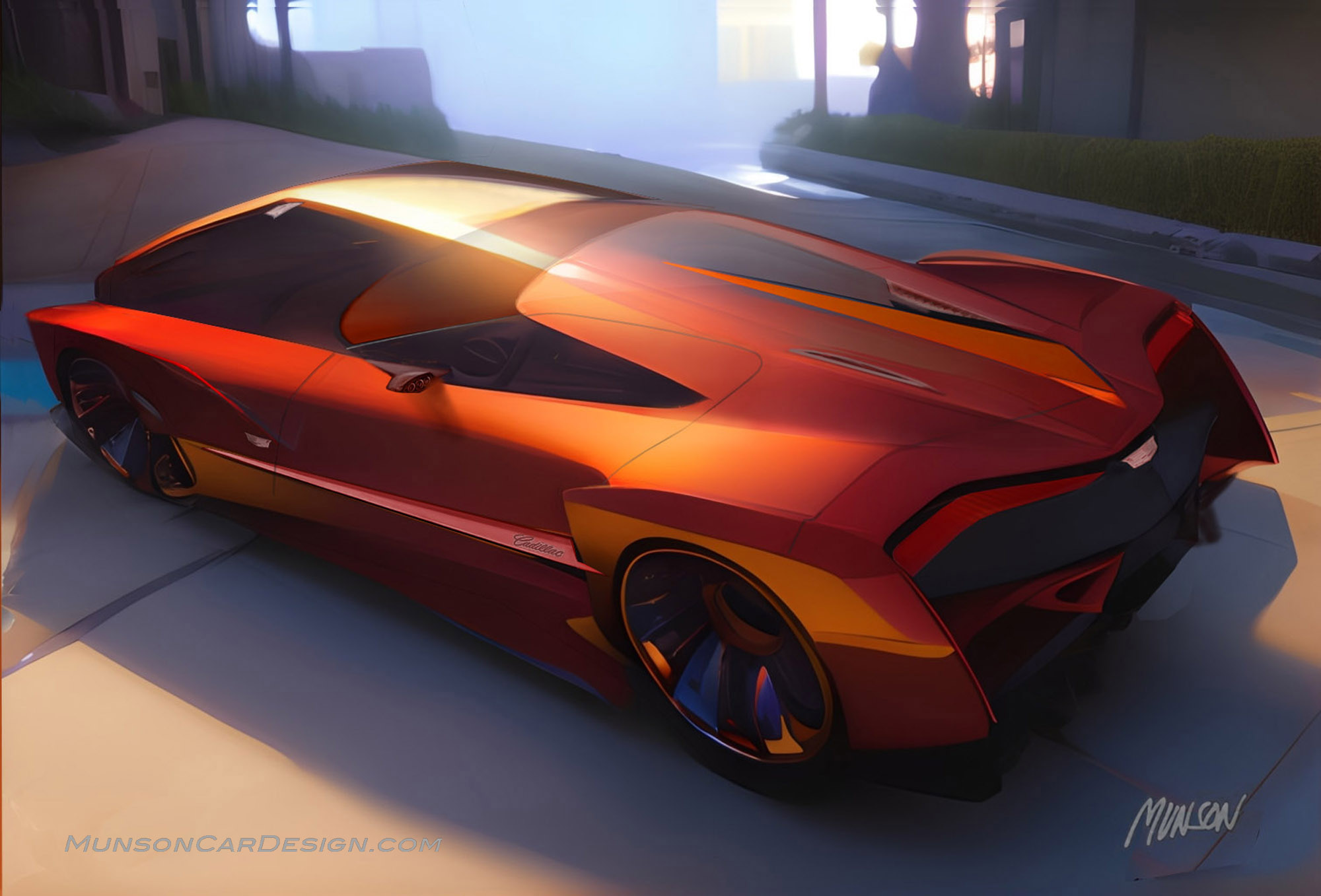 Retro Cadillac Coupe rear 3/4 concept using Vizcom.ai