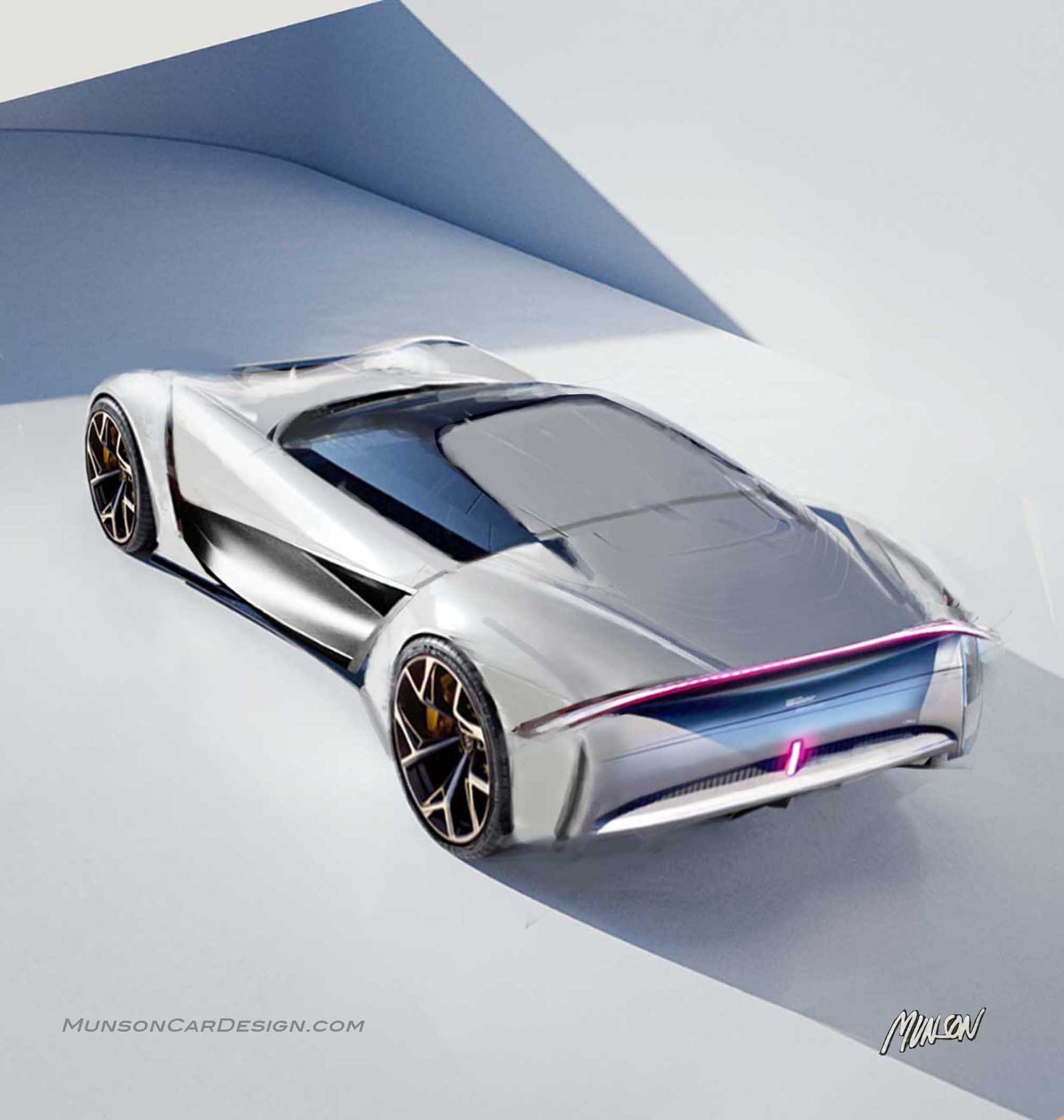 Bugatti Vision Concept coupe rear 3/4 using Photoshop and Vizcom.ai