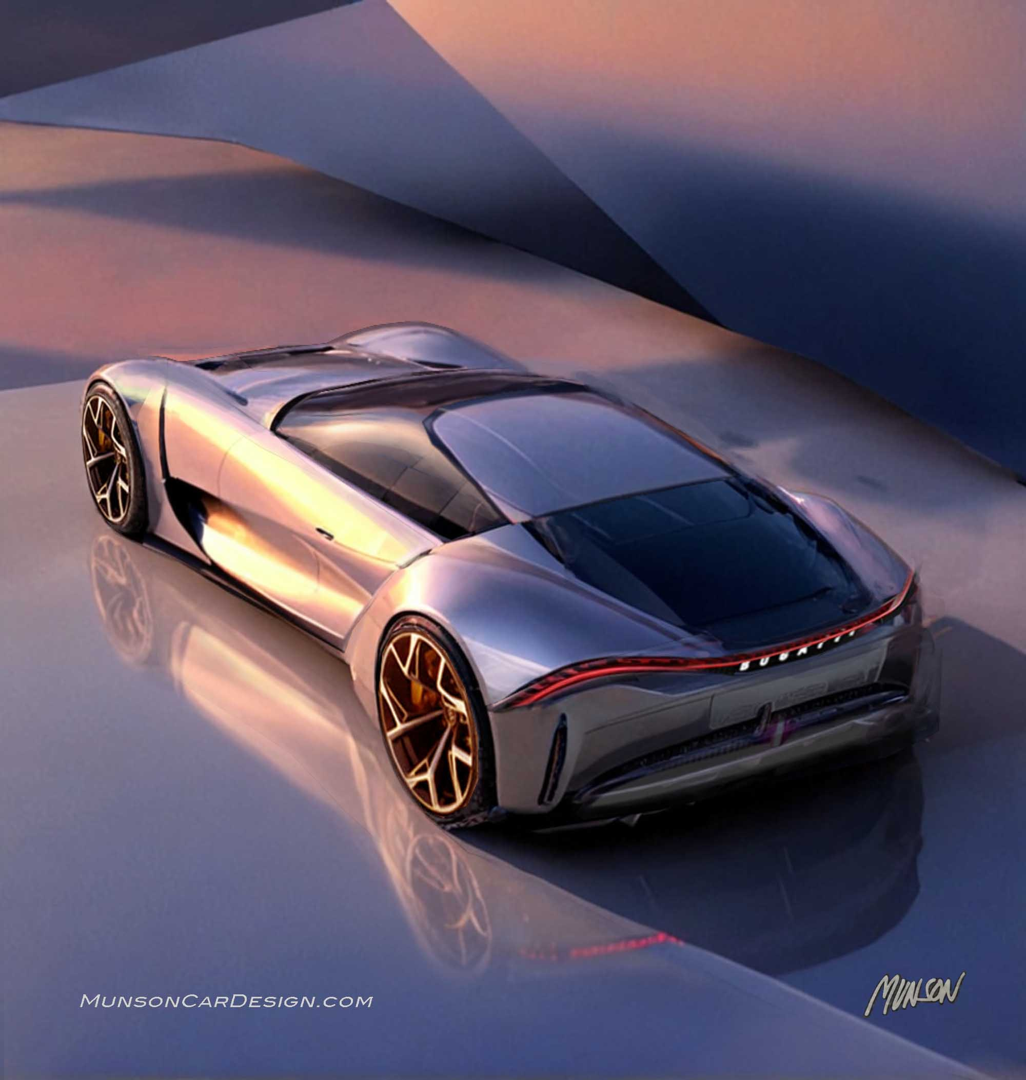 Bugatti Vision Concept coupe rear 3/4 using Photoshop and Vizcom.ai