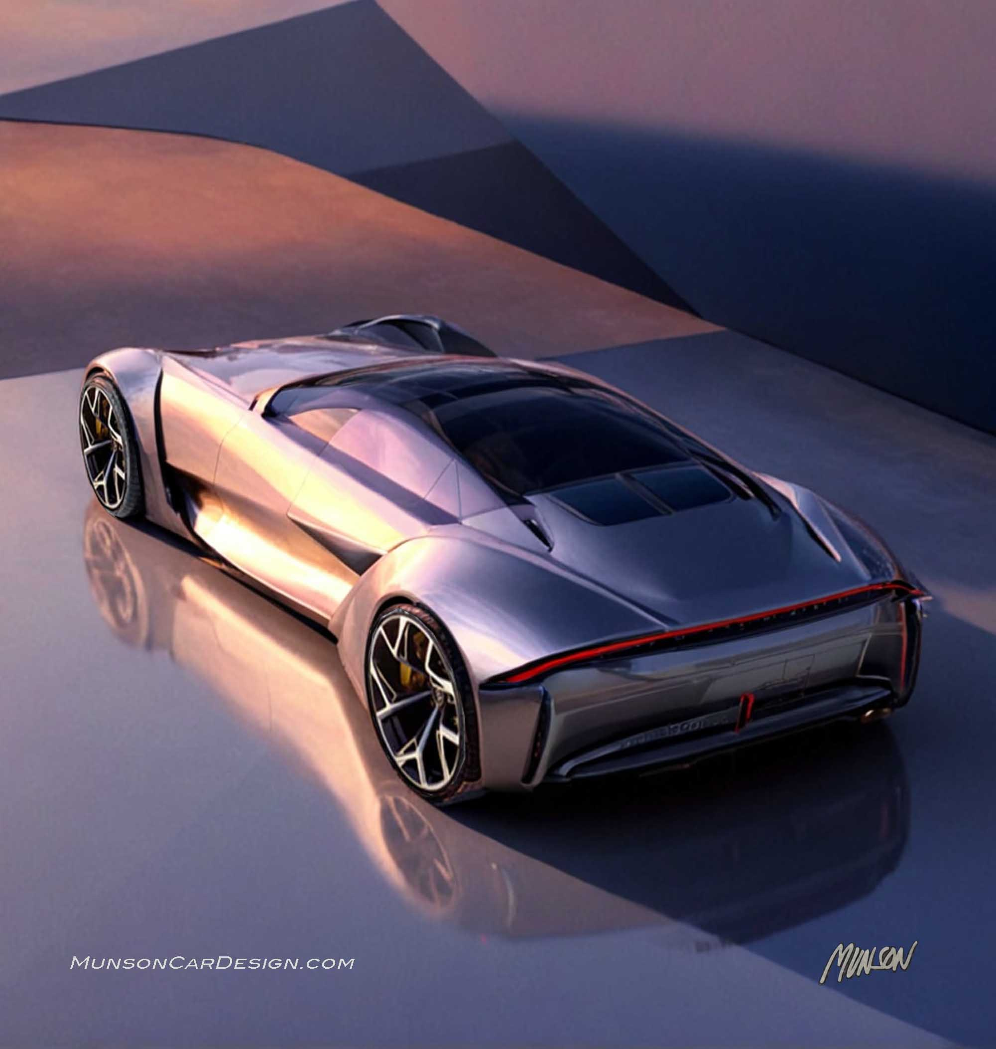 Bugatti Vision Concept coupe rear 3/4 using Photoshop and Vizcom.ai