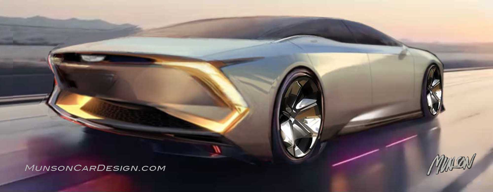 Cadillac exterior sedan concept using Photoshop and Vizcom.ai