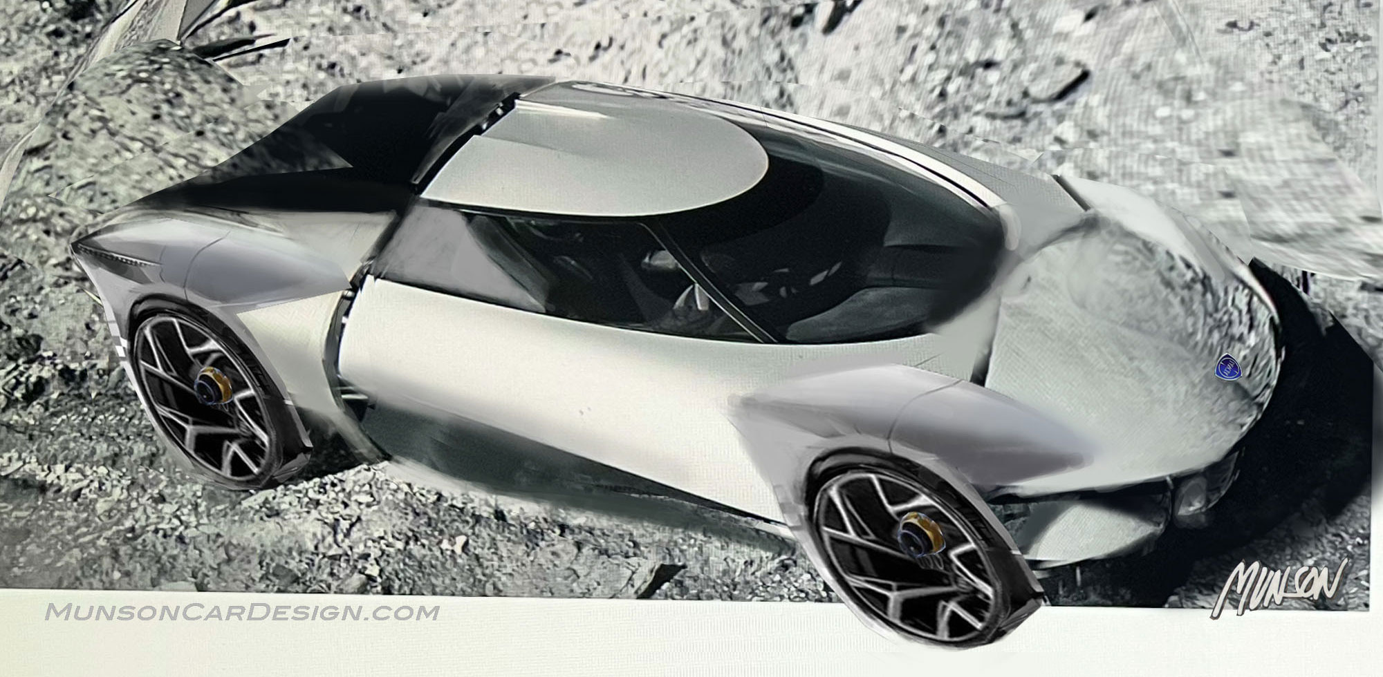 Original rendering front 3/4 for Lancia Stratos done with Adobe Photoshop