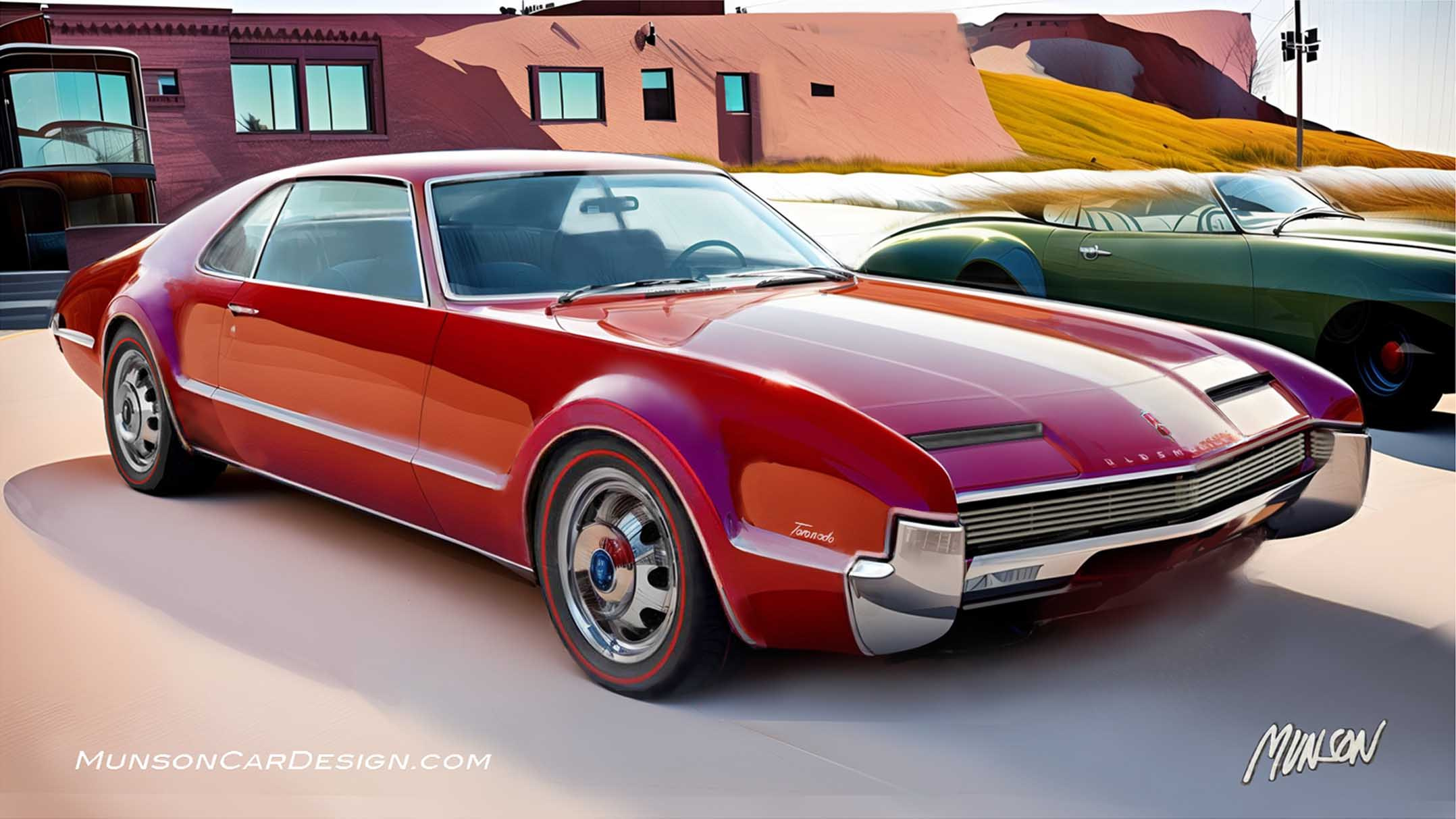 1966 Oldsmobile Toronado front 3/4 using Adobe Photoshop and Vizcom.ai