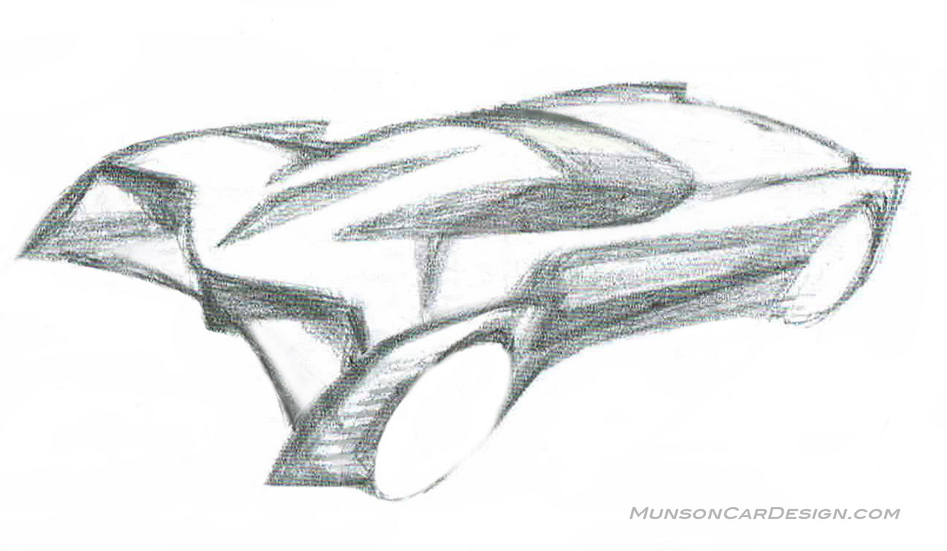 Retro Cadillac Coupe rear 3/4 concept initial sketch