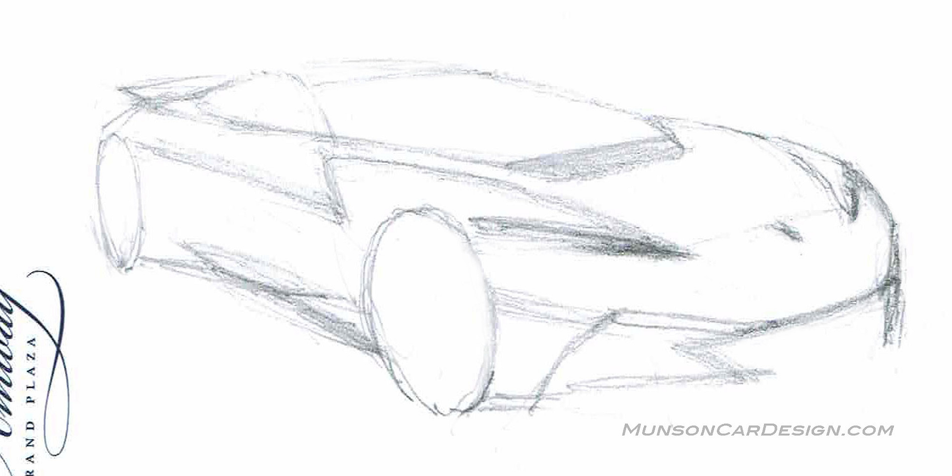 Chevrolet Mid-Engine Corvette concept front 3/4 view initial sketch