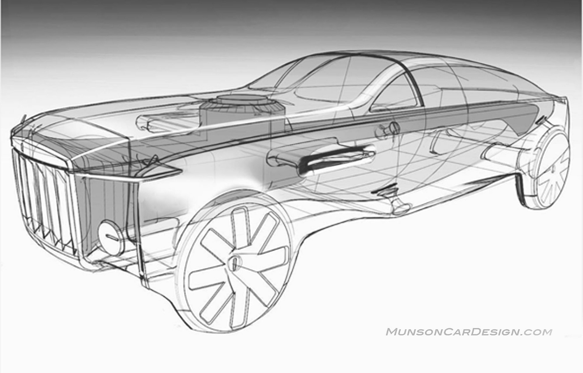 Rolls Royce sketch for front 3/4 view