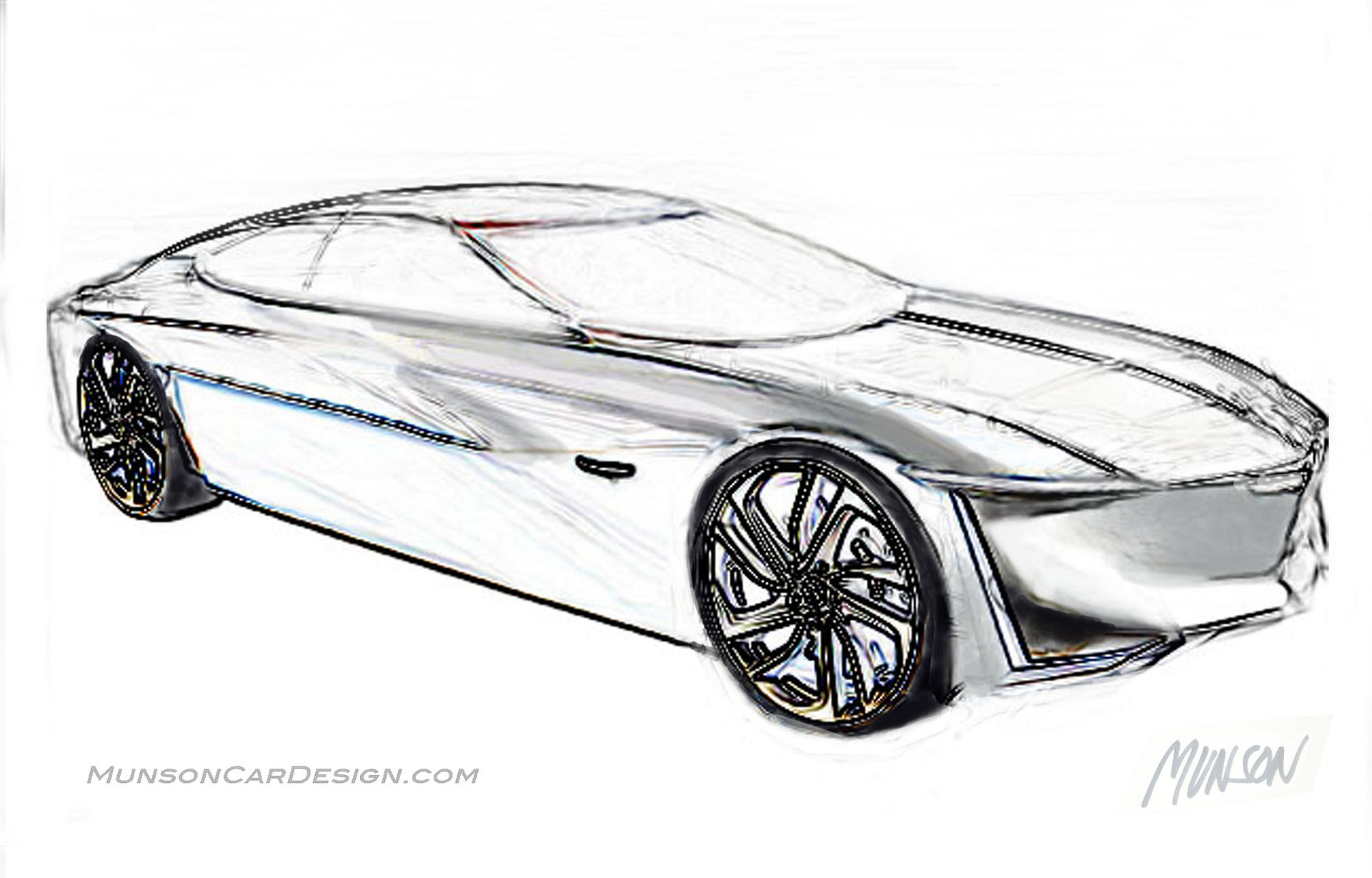 Cadillac flagship concept car rear 3/4 using Photoshop