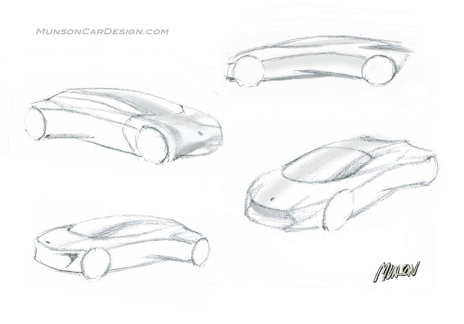 Original sketches for Buick shooting brake done with pencil and paper