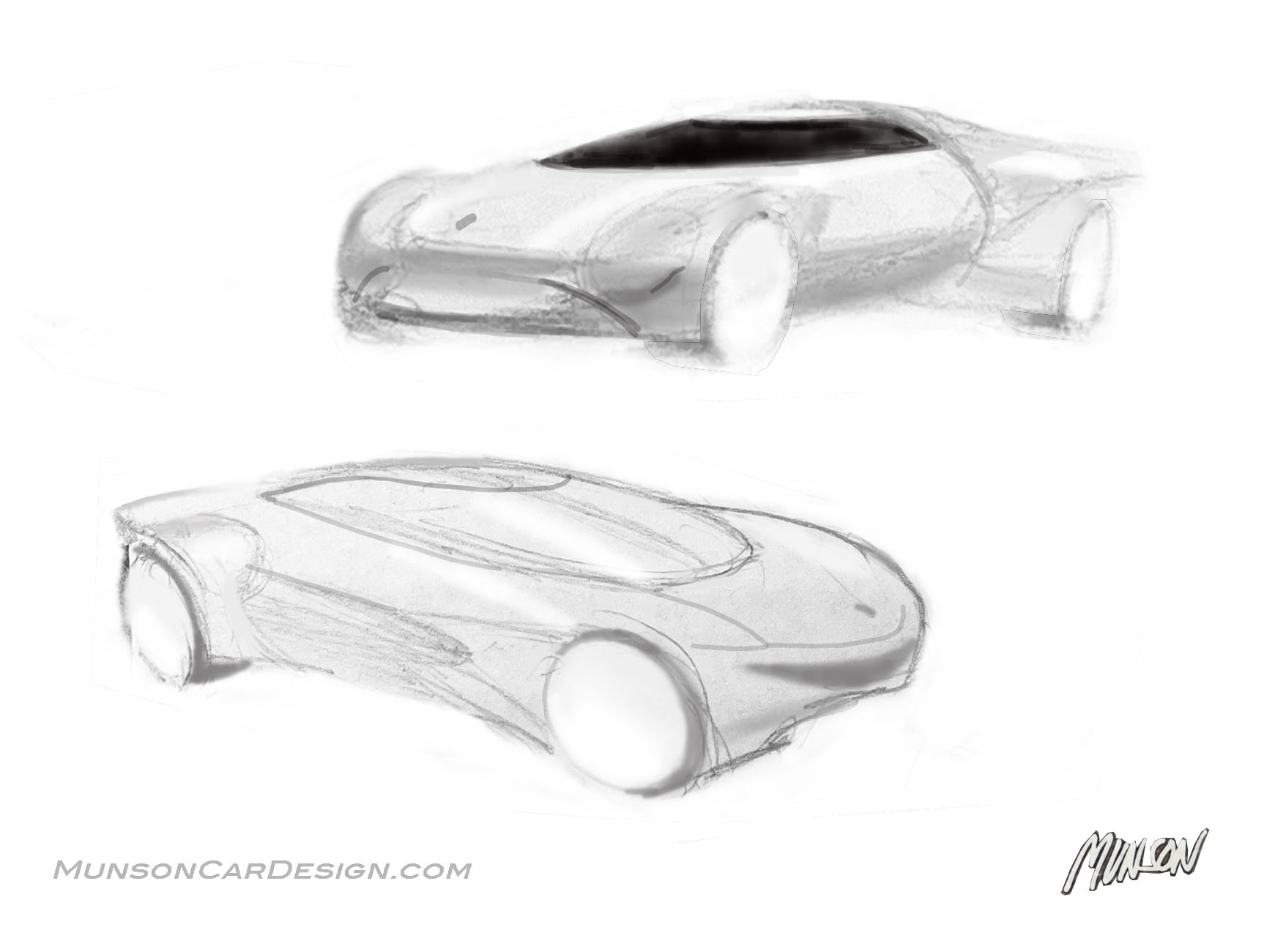 Original sketches for Lancia Stratos done with pencil and paper