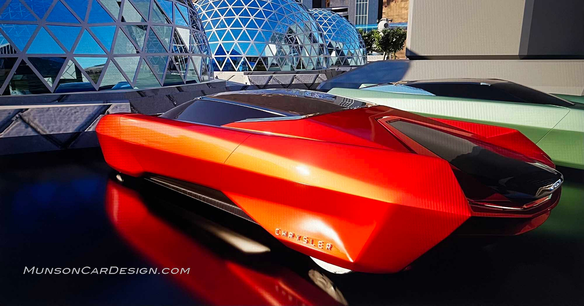 Justin Ruyack's  rendering of a retro futuristic Chrysler