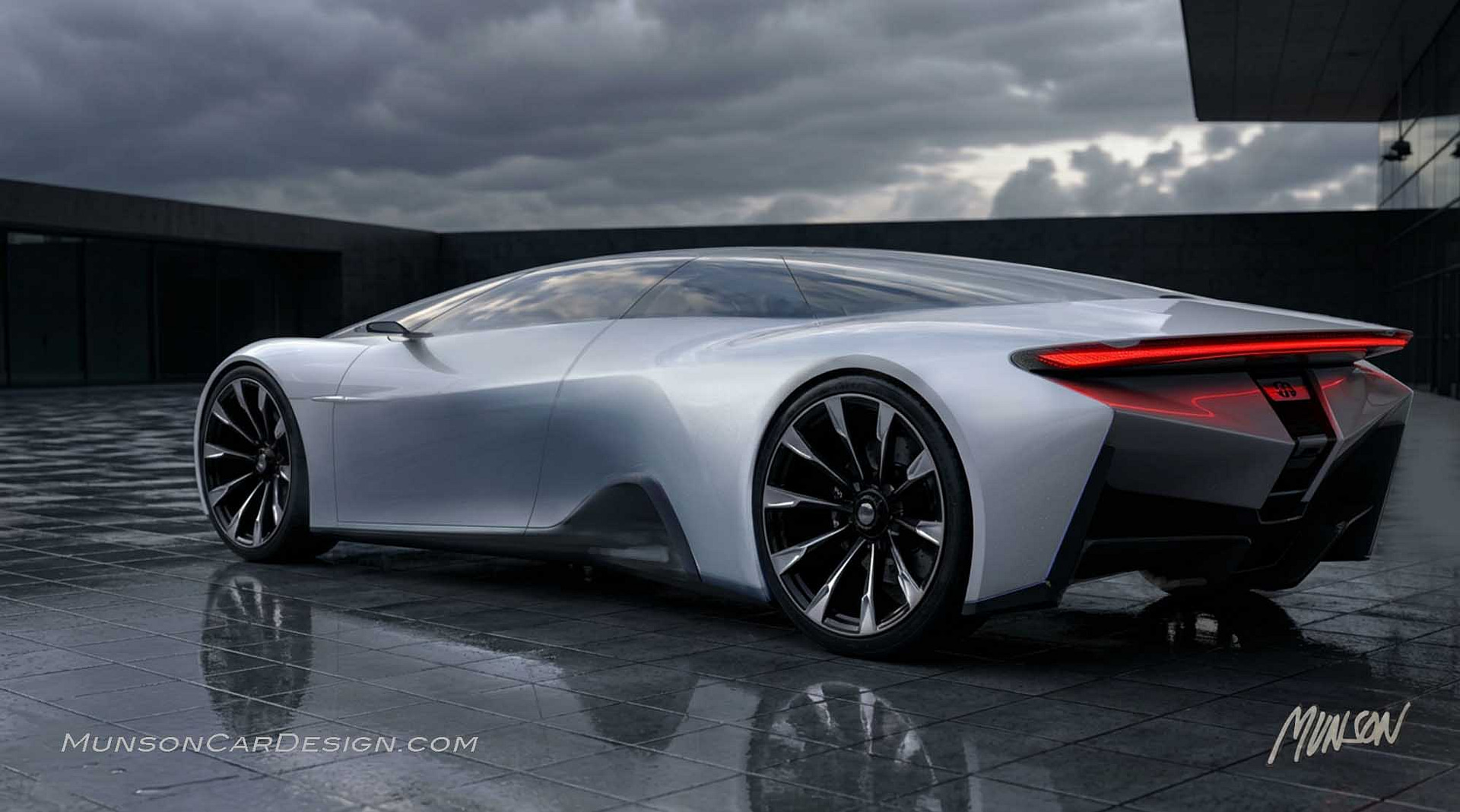 Mid-Engine 2+2 exterior concept rear 3/4 using Adobe Photoshop and Vizcom's Modify and Animate