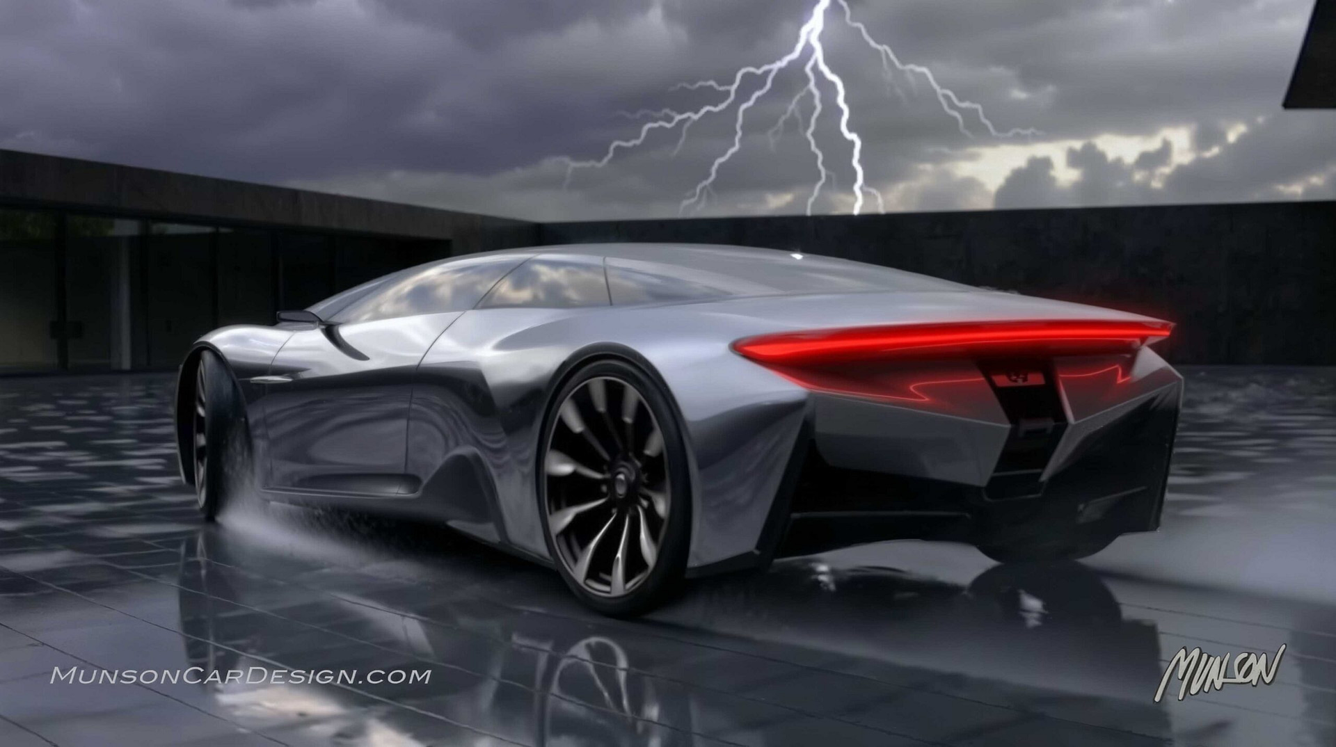 Mid-Engine 2+2 exterior concept rear 3/4 using Adobe Photoshop and Vizcom's Modify and Animate